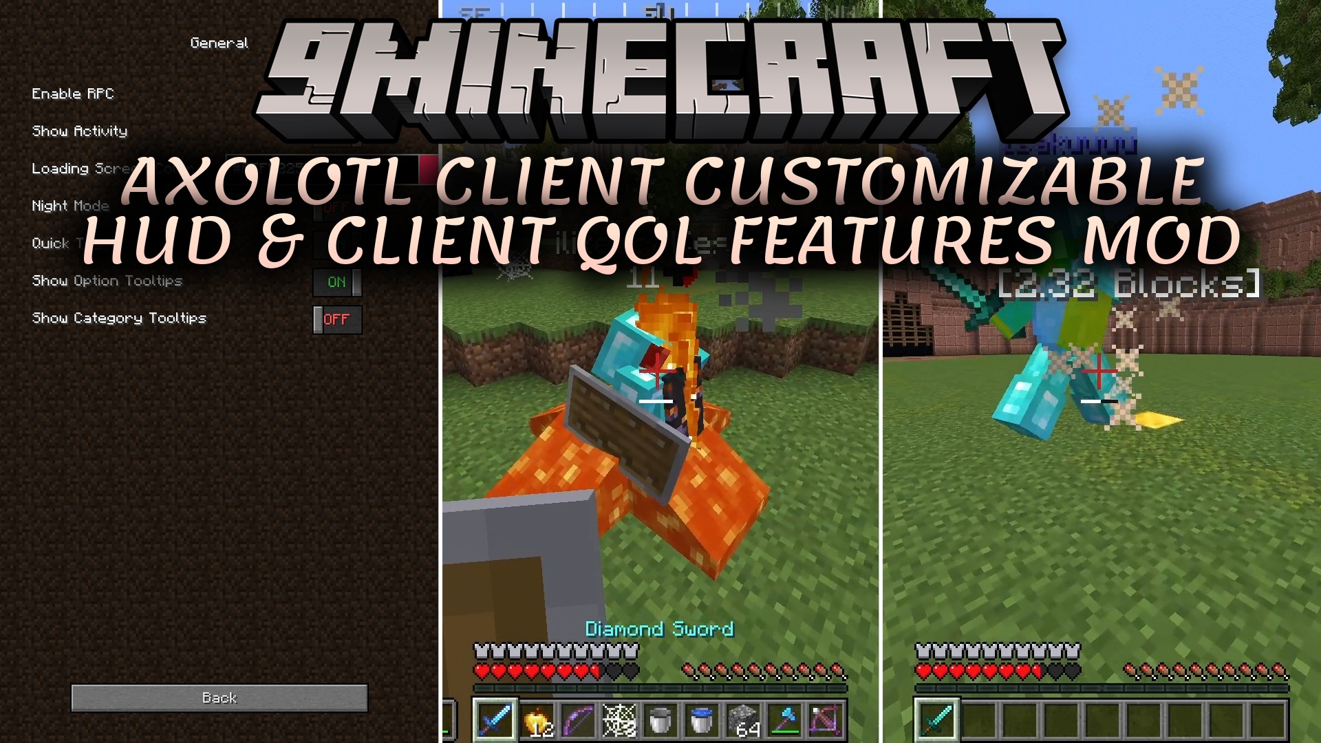 Axolotl Client Customizable HUD & Client QoL Features Mod