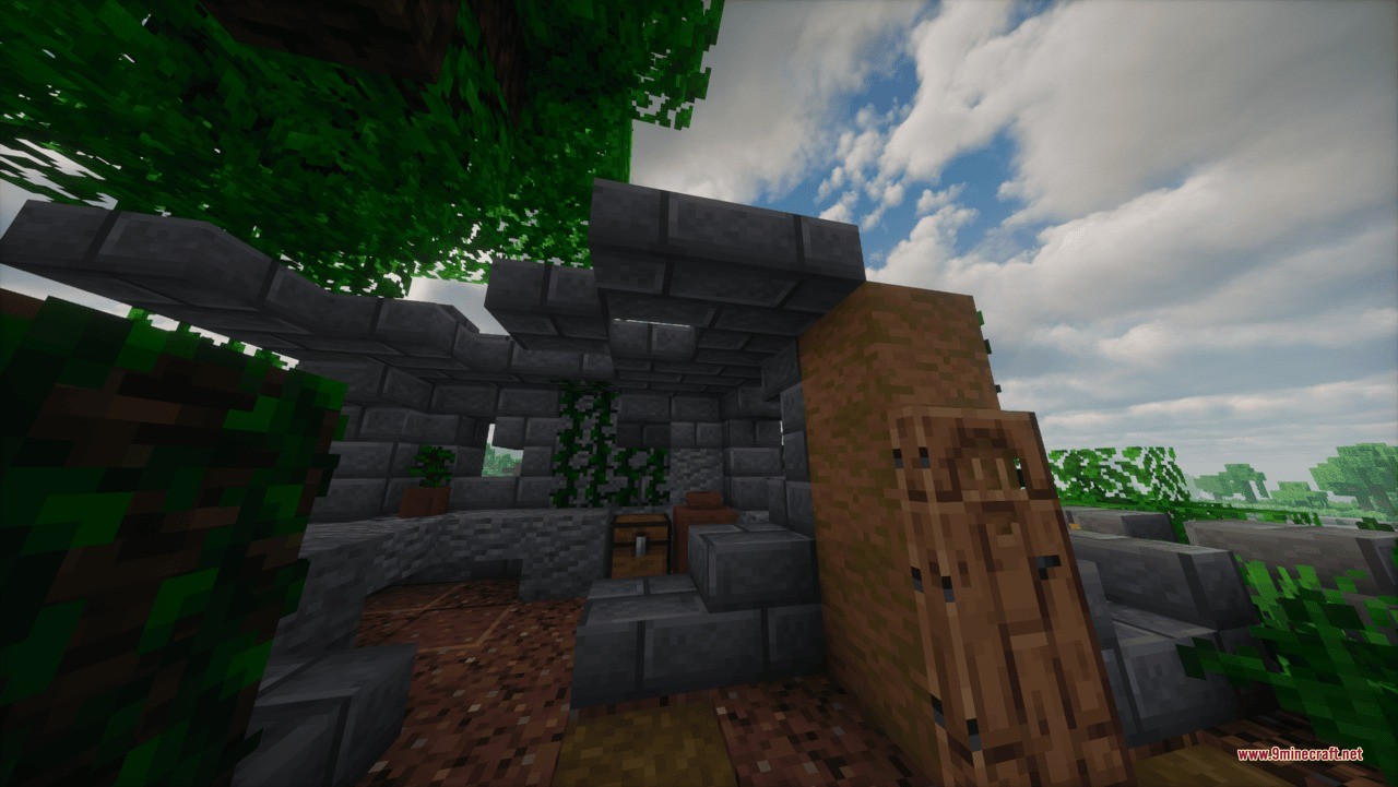 Aztec Temple & Ruins Ruins Structure Data Pack Screenshot 7 Overgrown stone ruins featuring a hidden loot chest inside a dark room