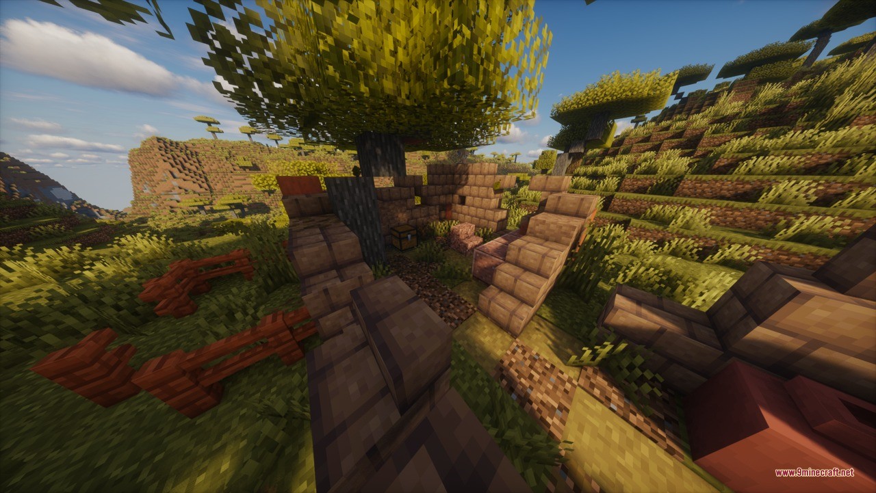 Aztec Temple & Ruins Ruins Structure Data Pack Screenshot 8 Ancient stone ruins of a small house spawning in a savanna biome