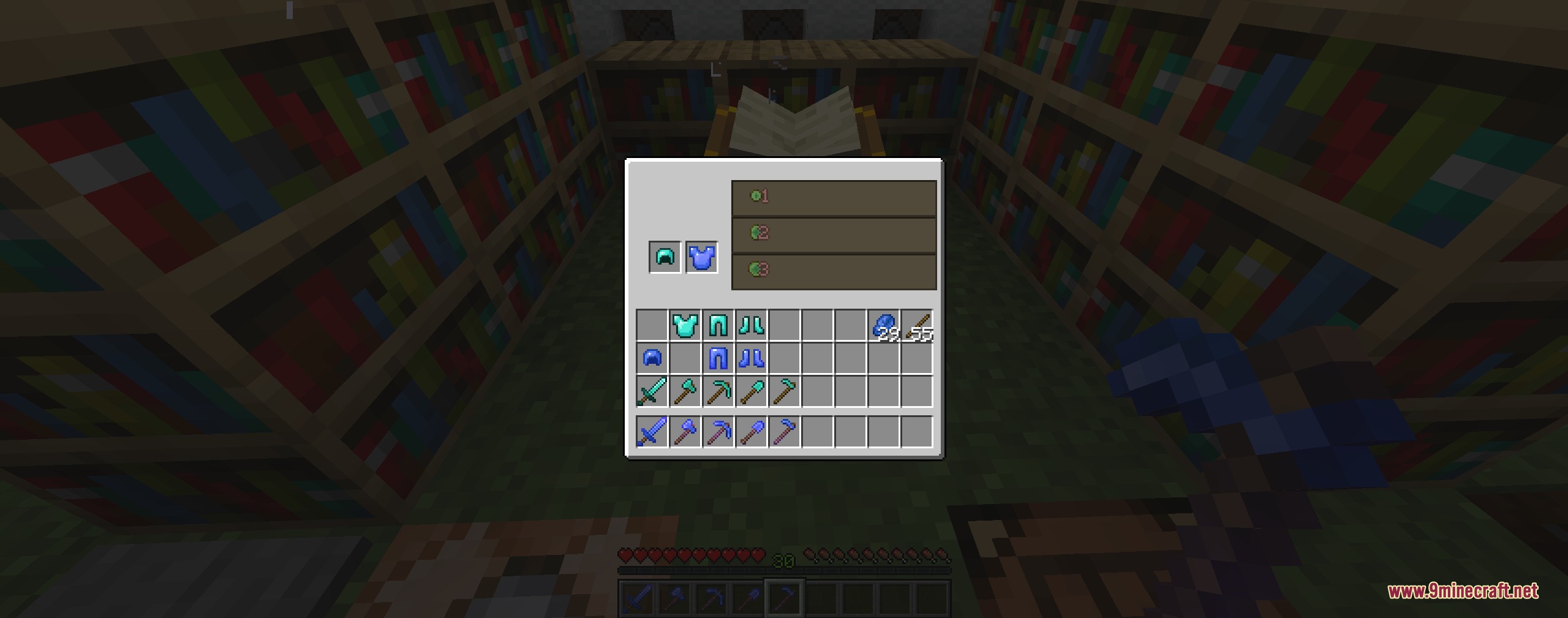 Azure Relic Tools Mod Screenshot 7 Placing a lapis chestplate into the enchanting table to boost enchantment chances