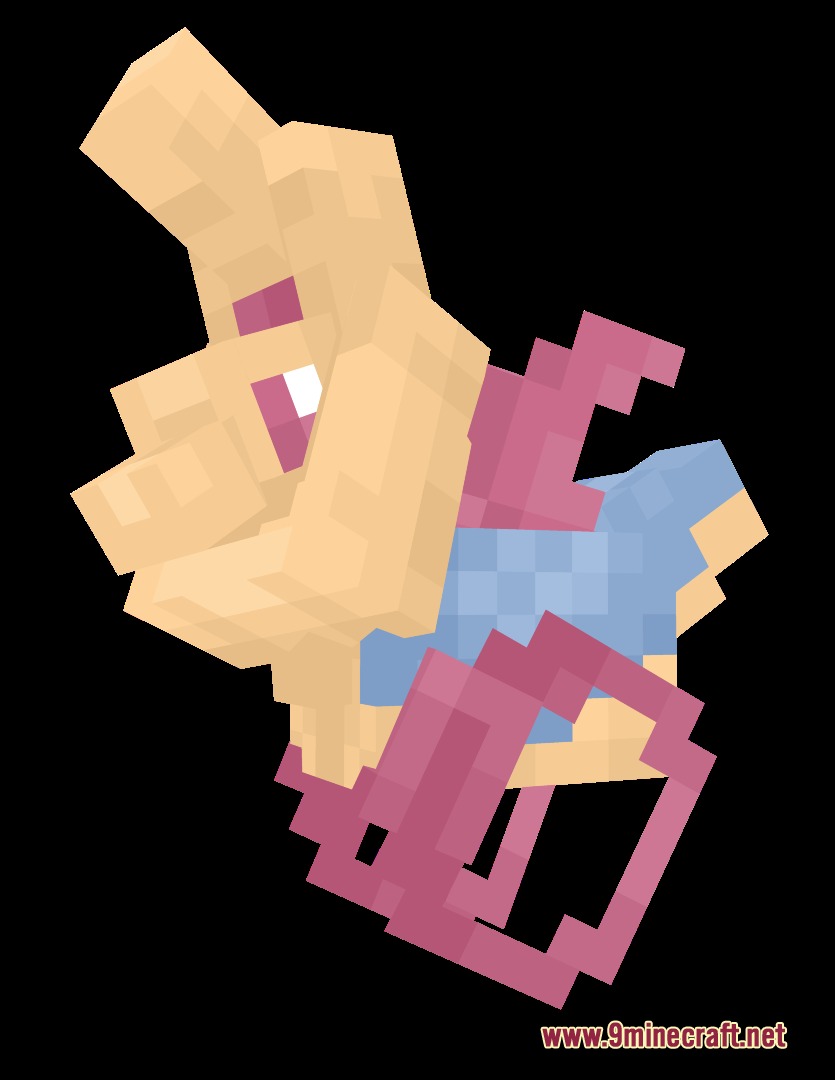Baby Legends Cobblemon Mod Screenshot 5 A small tan and pink baby legendary creature model in Minecraft style