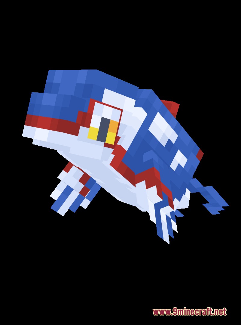 Baby Legends Cobblemon Mod Screenshot 6 A miniature blue and white legendary whale creature with red details