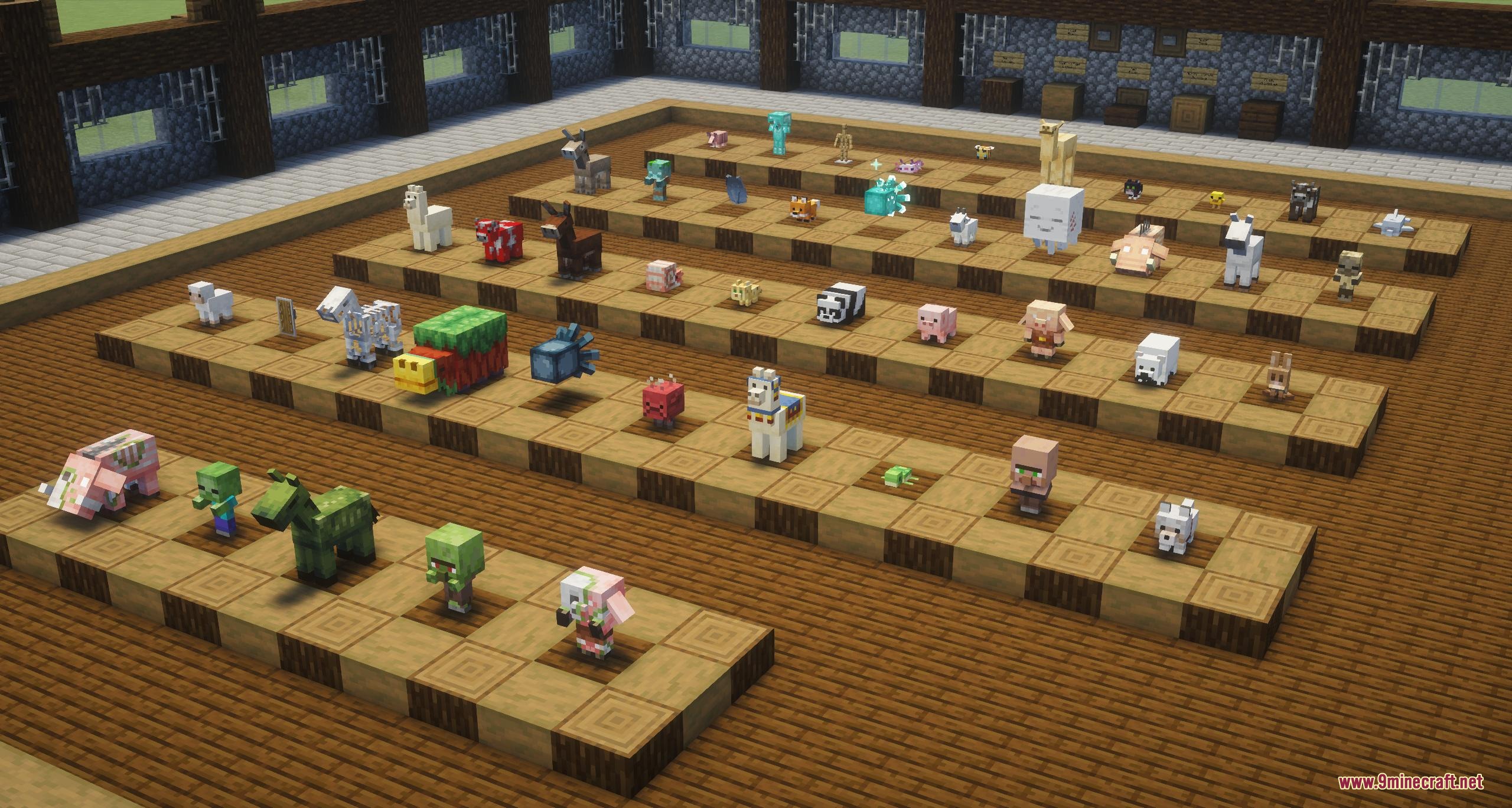 Showcase of baby mobs from the Baby Makeover Resource Pack in Minecraft