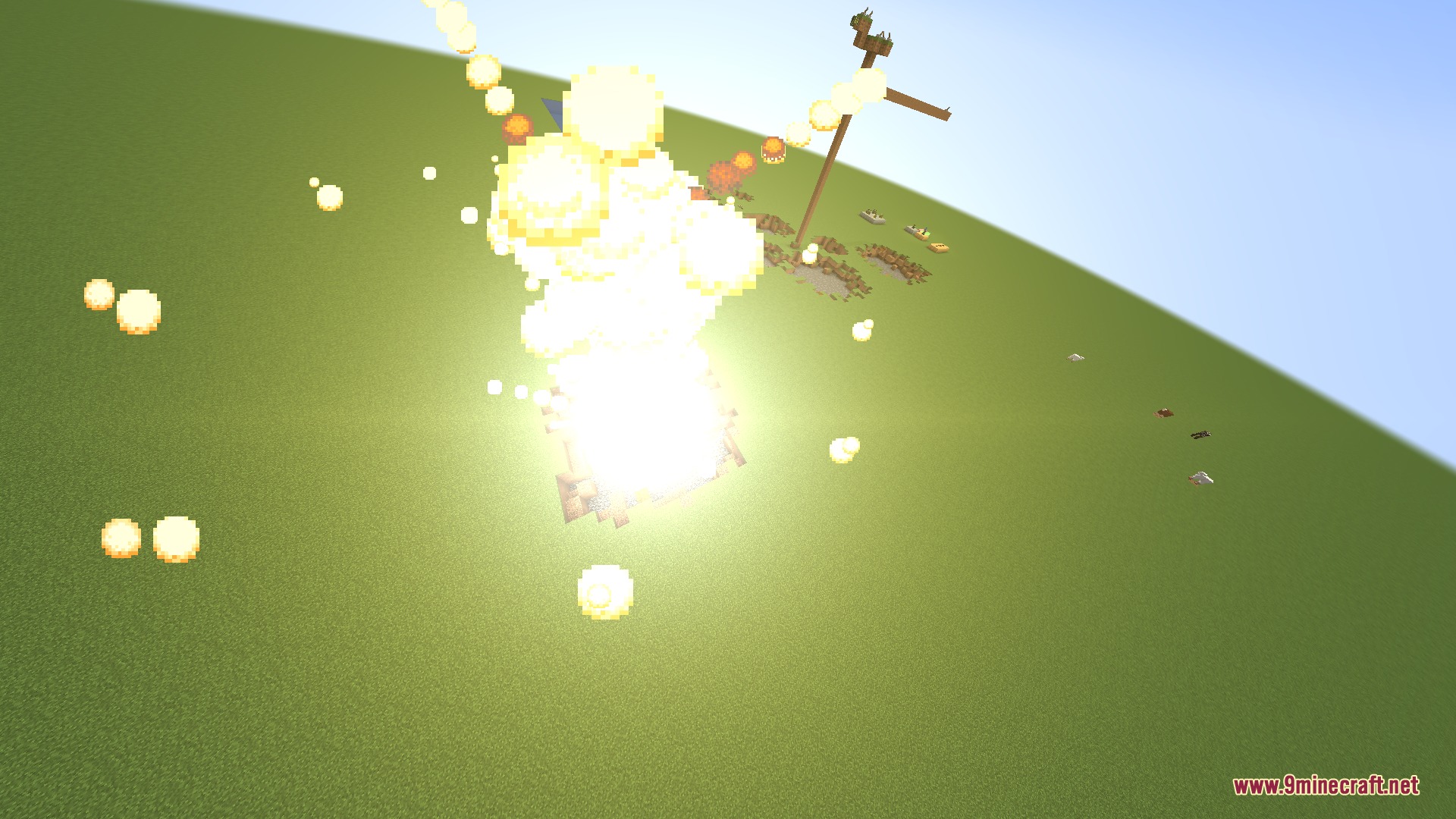 Ballistic Payload Ordnance Mod Screenshot 1 A massive explosion from the Ballistic Payload Ordnance Mod in a Minecraft world