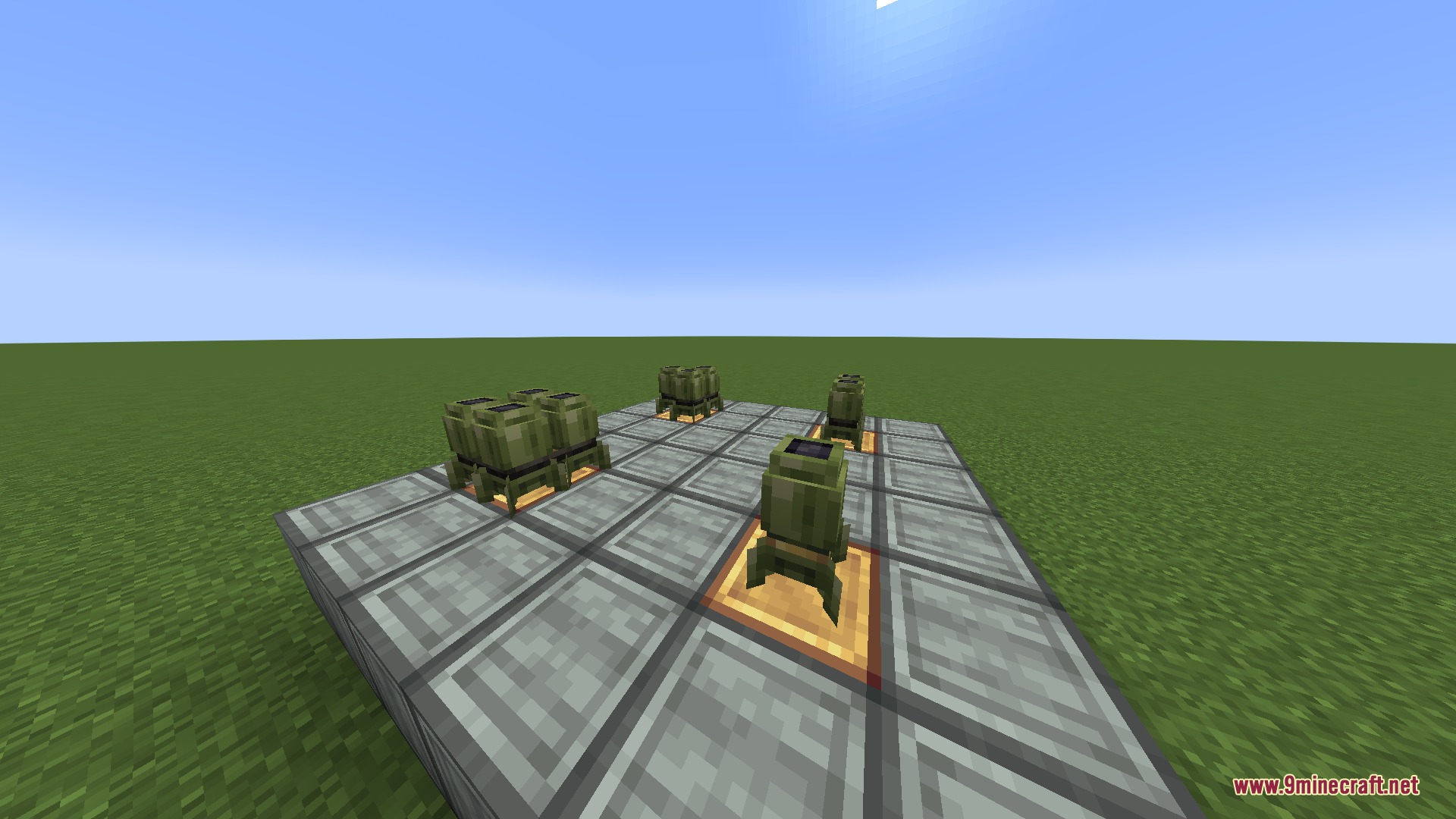 Ballistic Payload Ordnance Mod Screenshot 2 Green bomb cassettes and small bombs placed on a platform for deployment