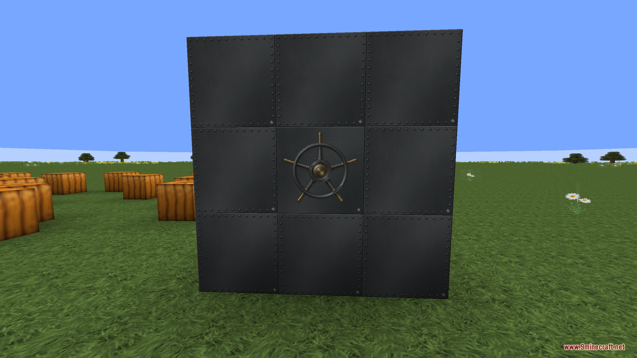 Bank Vault Mod Screenshot 1 A massive iron vault door constructed in a three by three grid