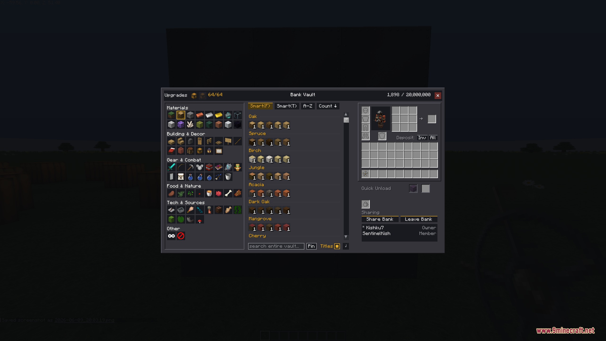 Bank Vault Mod Screenshot 7 The Bank Vault menu organizes various wood types into specific categories