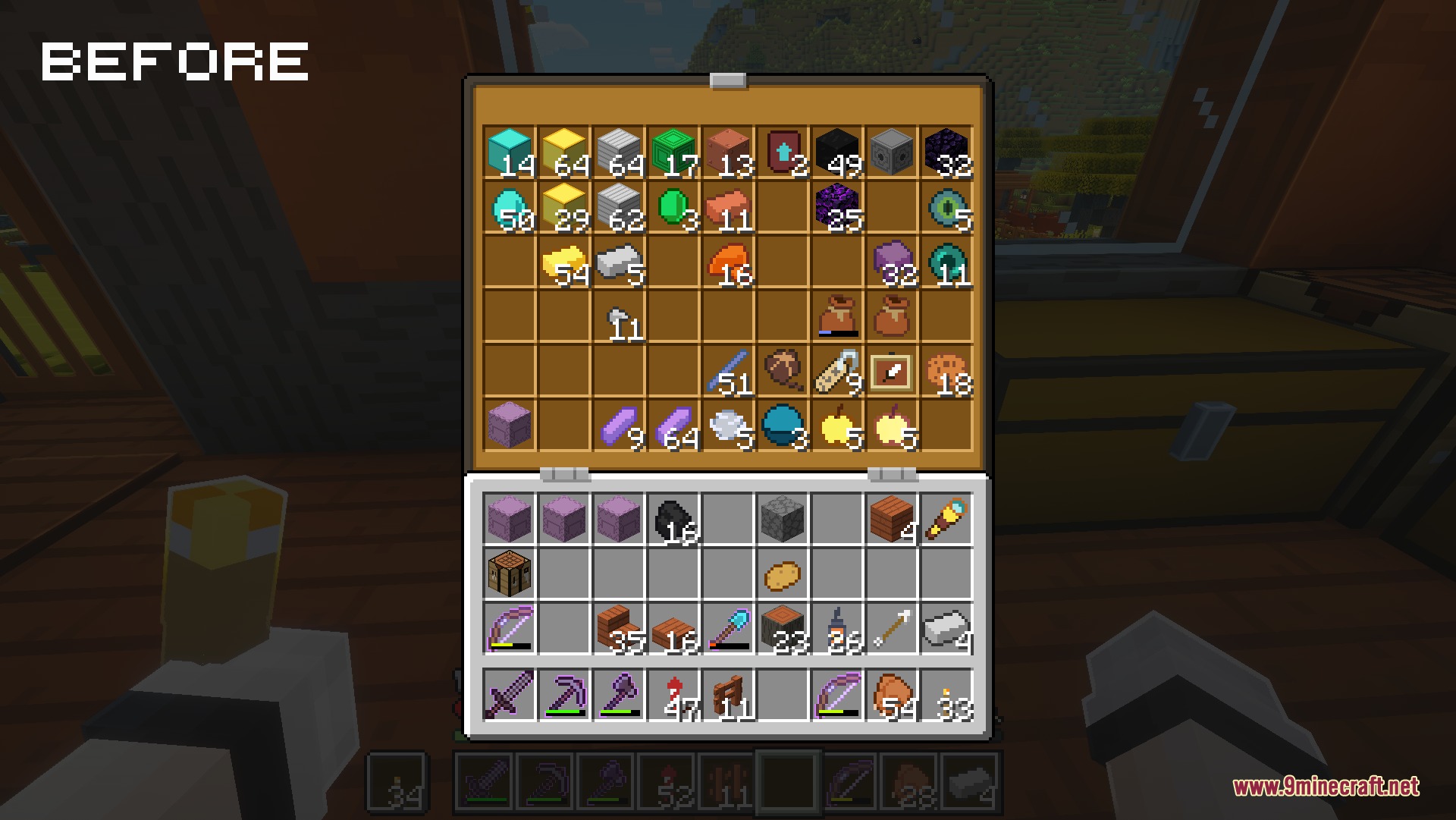 Bare Bones 2D Block Items Resource Pack Screenshot 1 A Minecraft chest inventory showing blocks rendered as standard three dimensional models