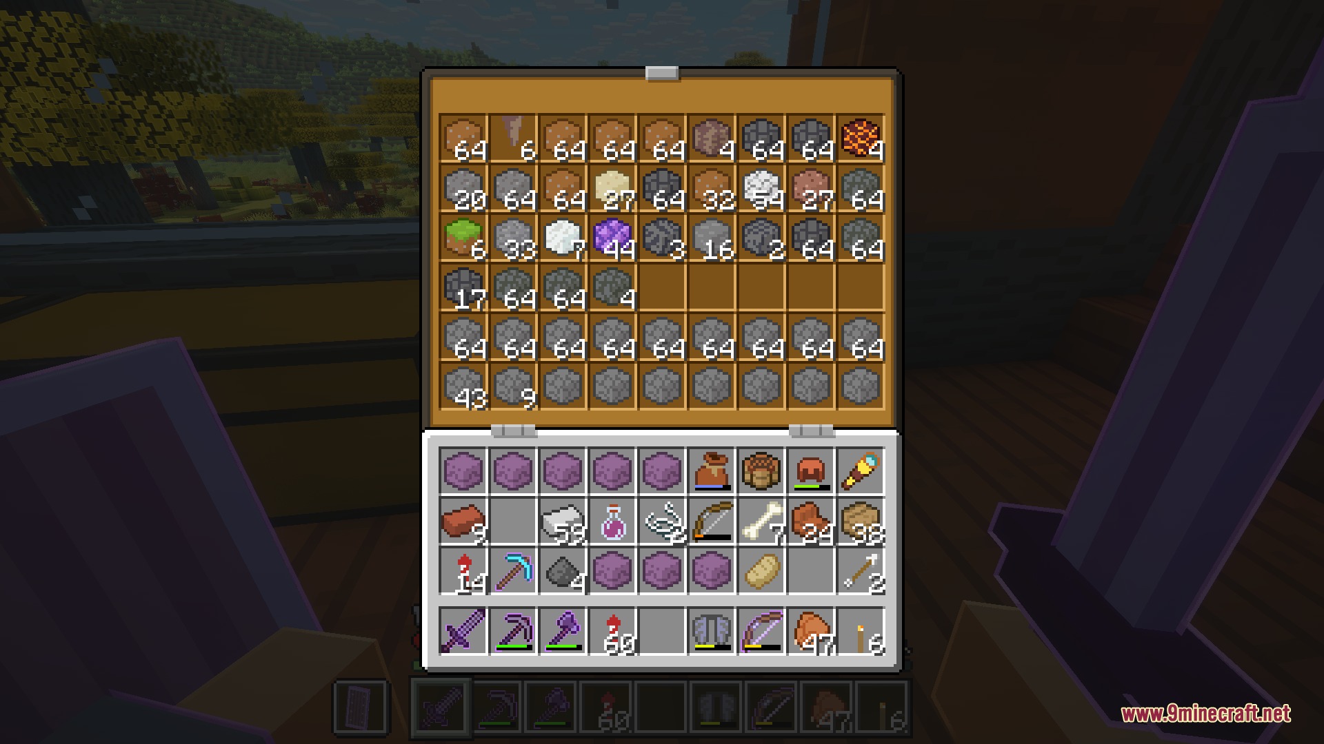 Bare Bones 2D Block Items Resource Pack Screenshot 8 Player viewing a chest inventory with flat two dimensional building block and material icons