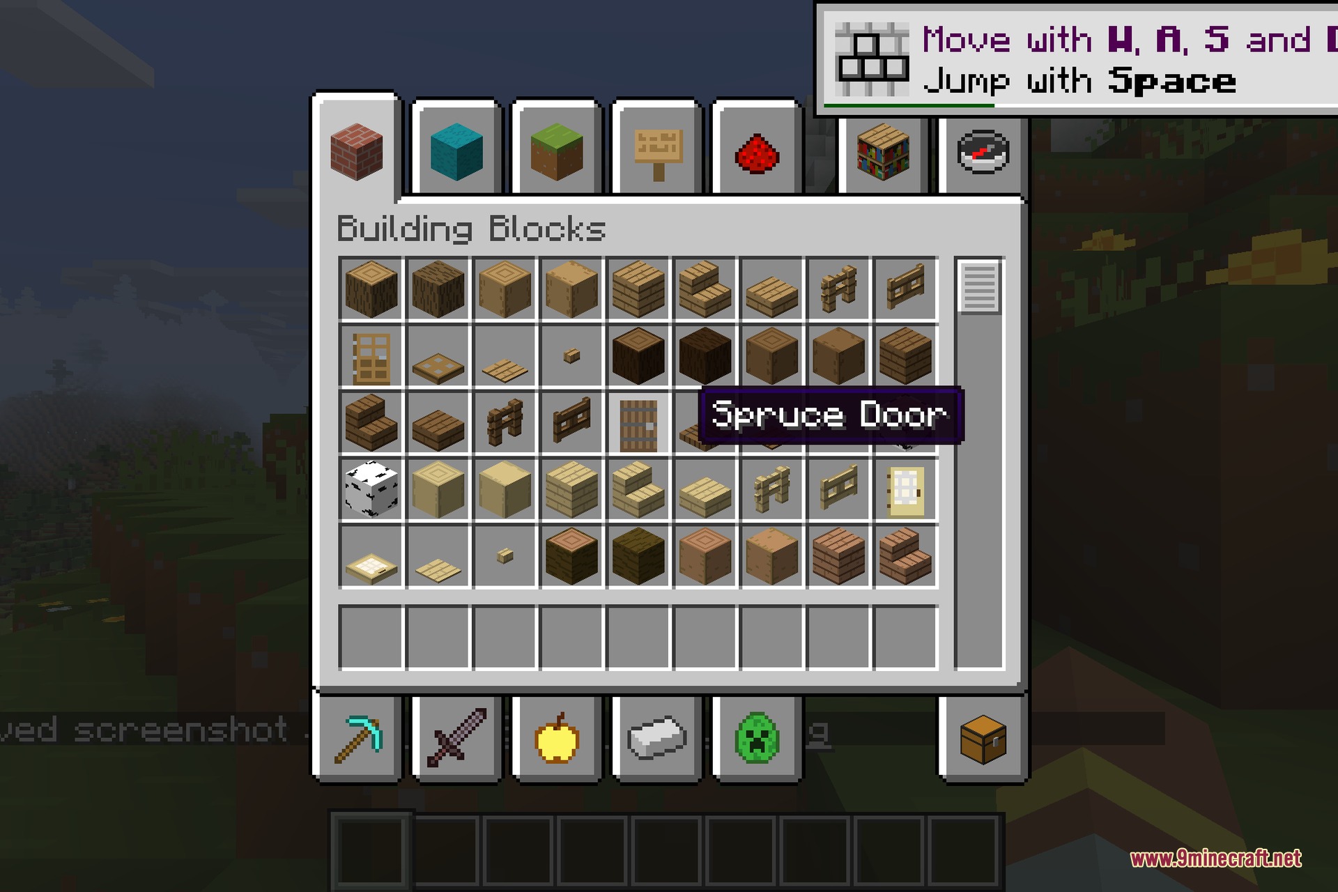 Bare Bones block and item textures shown in the creative inventory