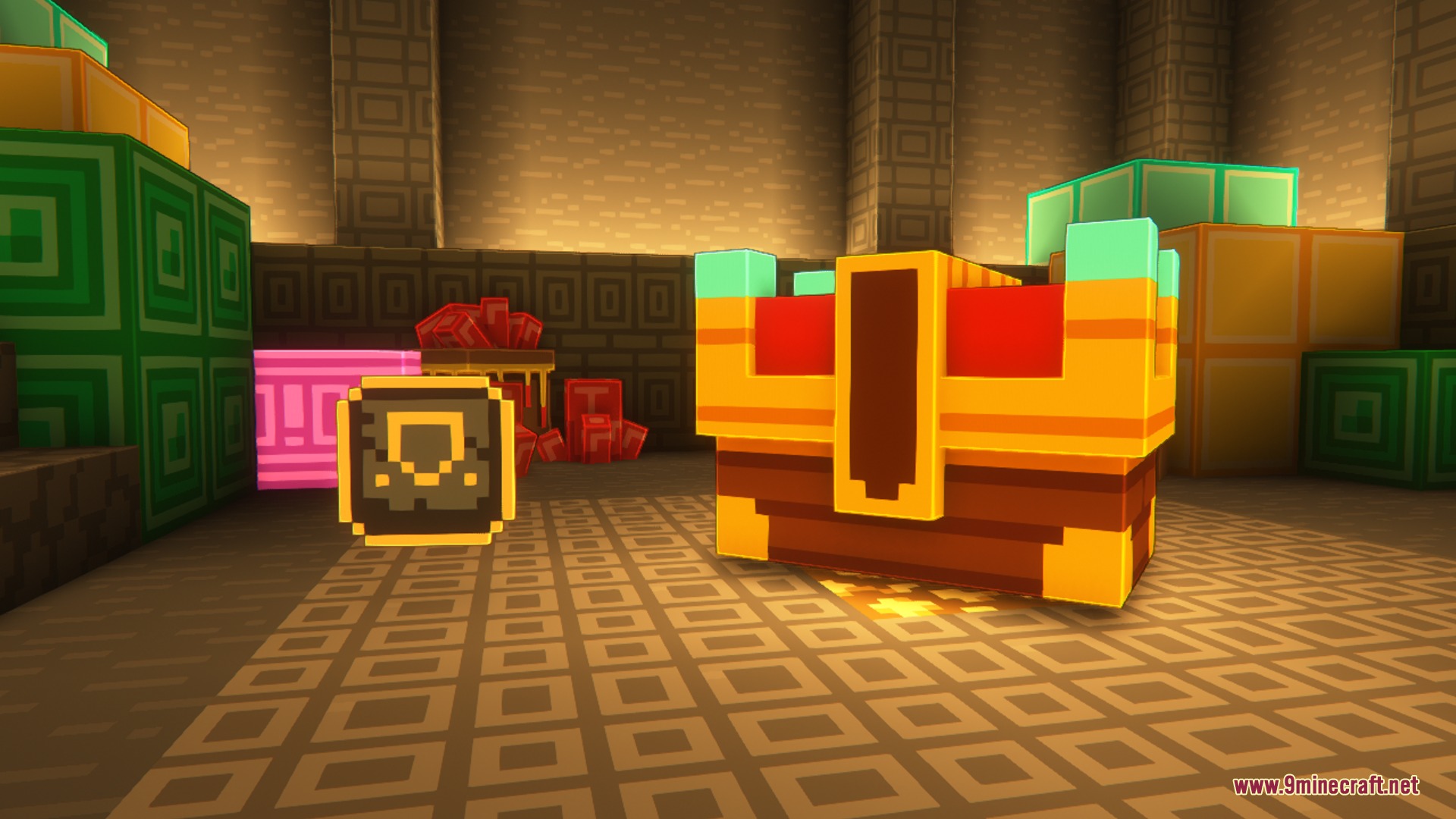 Bare Bones Origin Realms Resource Pack Screenshot 4 Origin Realms custom chest and icon in the clean Bare Bones style