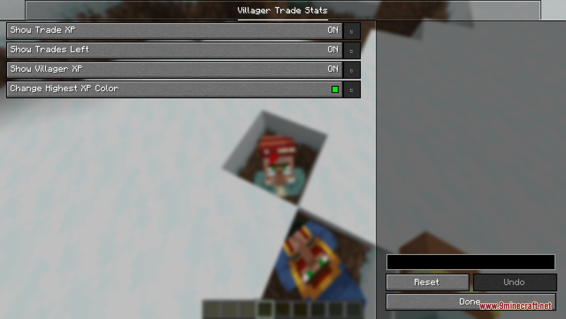 Barter Master Merit Mod Screenshot 3 The Barter Master Merit mod settings menu for managing villager trade statistics