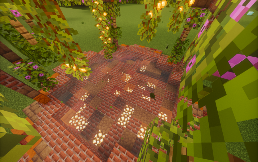 Beautiful Decorative Fountain Schematic Screenshots 2 Detailed view of the patterned brick and glowstone floor of the fountain