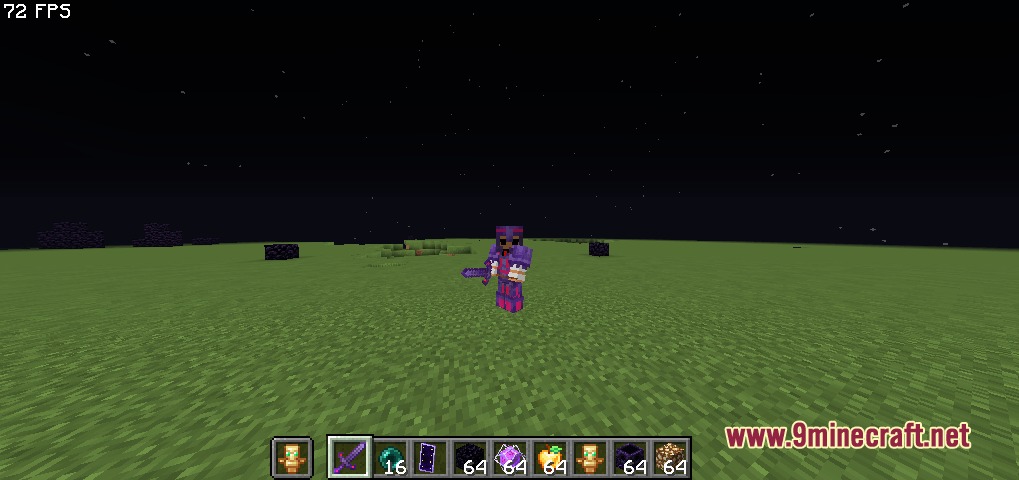 Become God of PvP Pack Resource Pack Screenshot 1 A player wearing Become God of PvP Pack armor in a flat world
