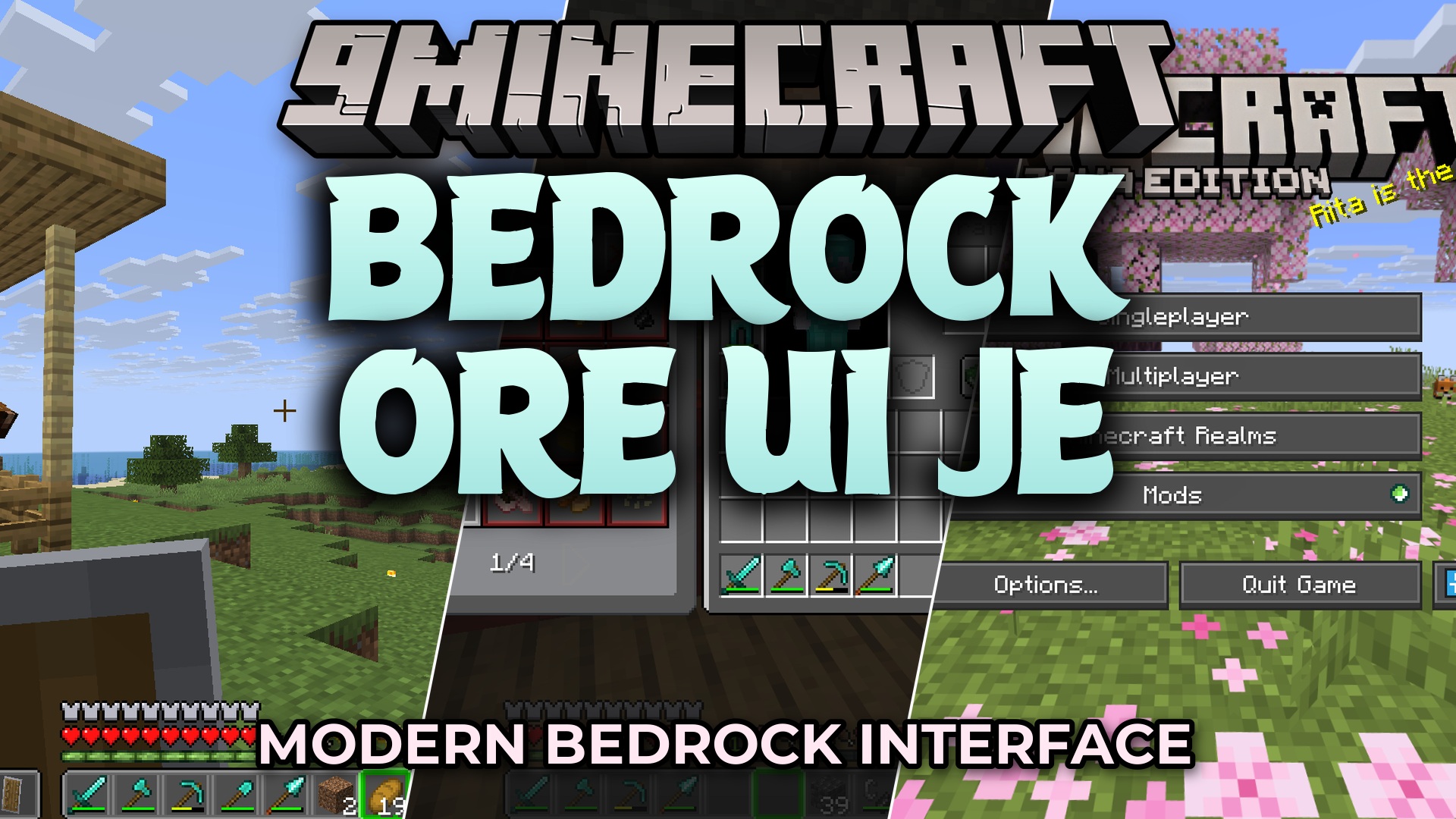 Bedrock Ore UI JE Resource Pack (26.2, 1.21.1) – Sleek Dark Menus Straight