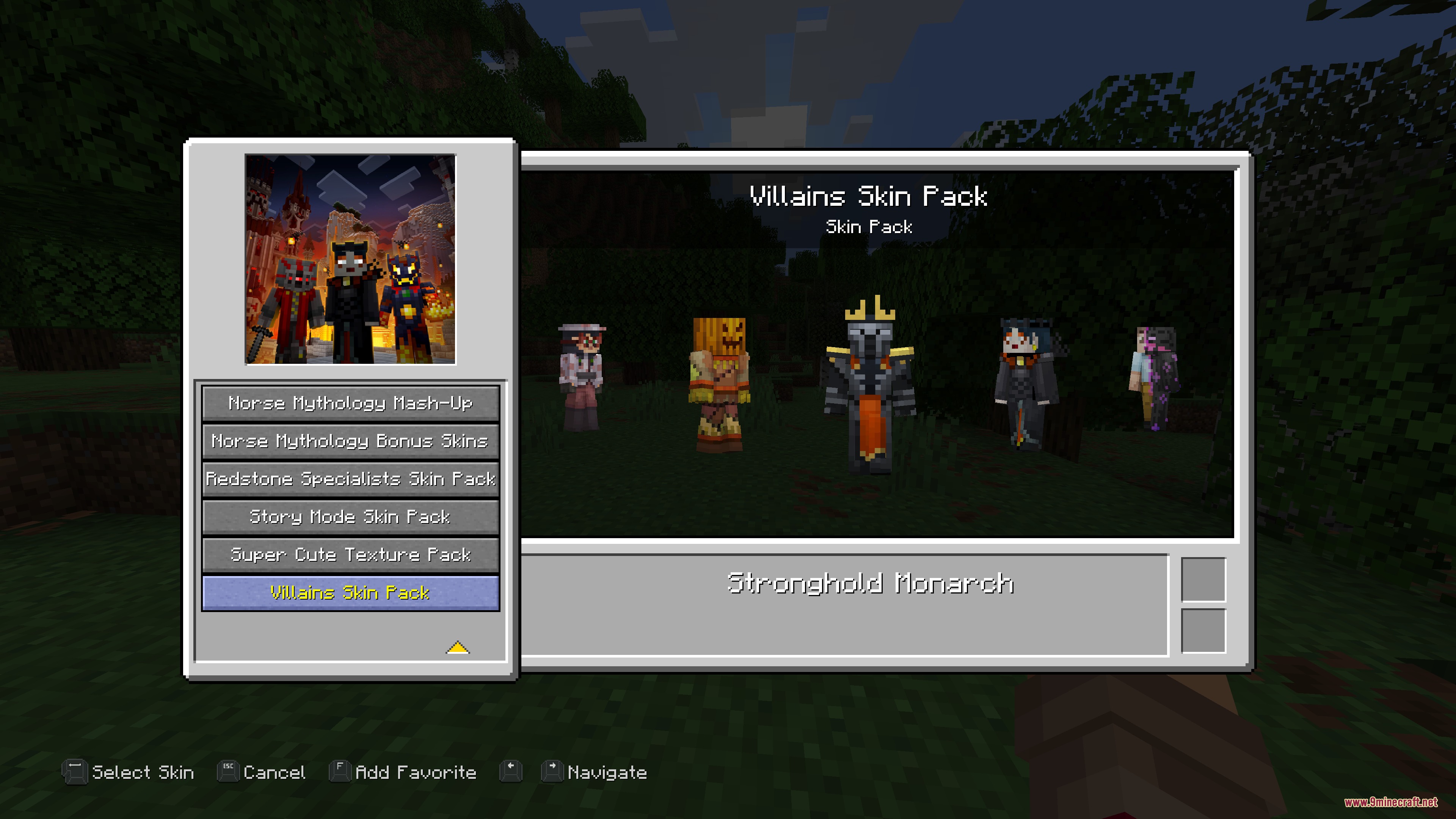 Bedrock Skins Mod Screenshot 6 The skin picker menu showing various characters from a skin pack