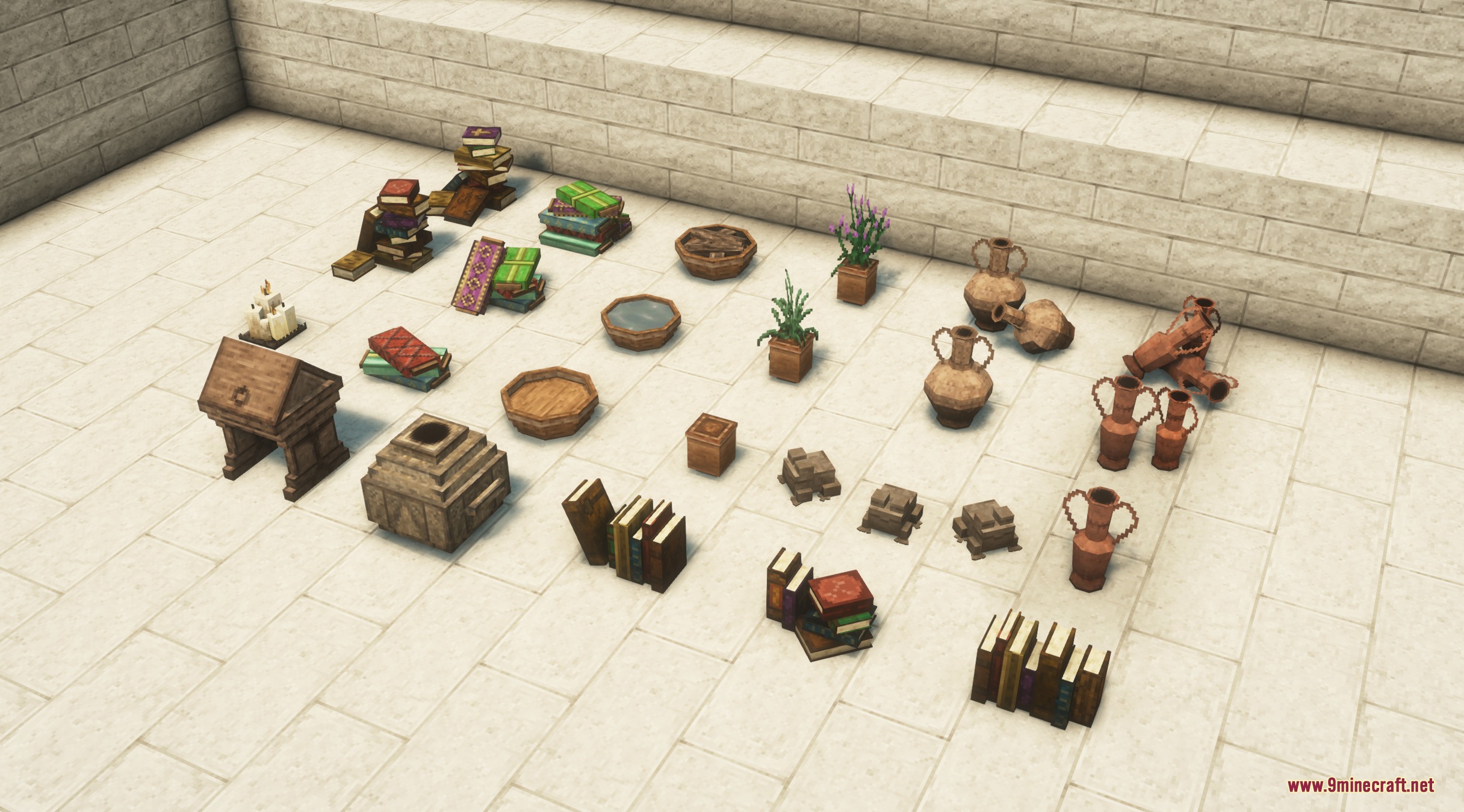 Believe Mod Screenshot 6 Small decorative items like stacks of books and pottery for interior design