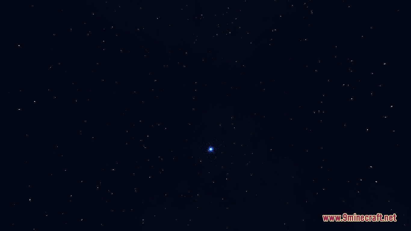 A dark night sky filled with stars and a bright blue star