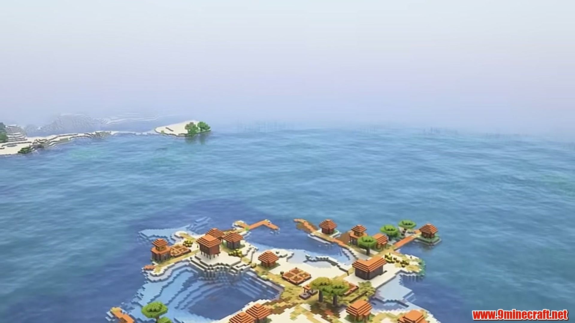 Island Village Harbor in Minecraft seed 6942694759678964095