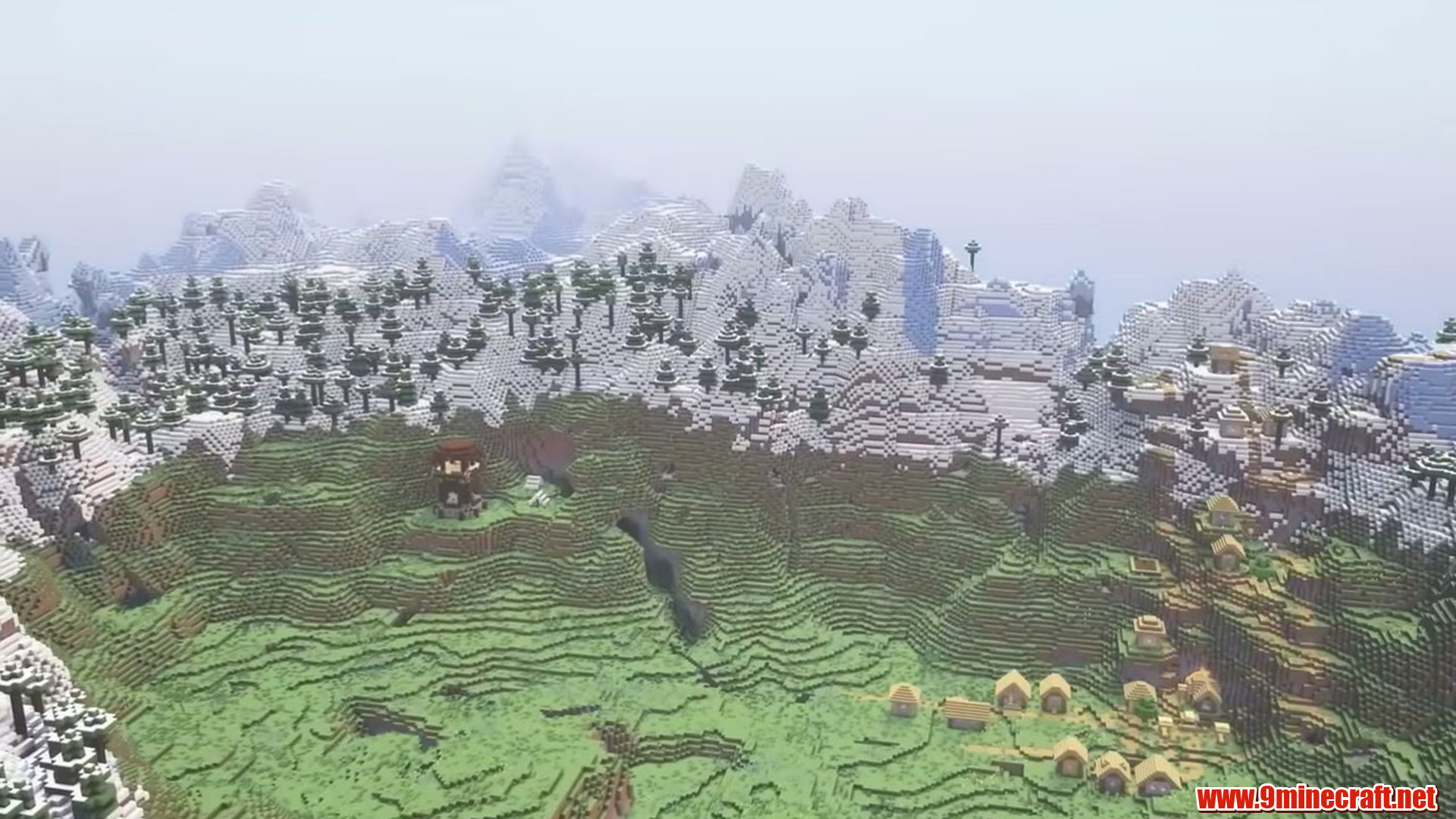 Second landscape view of Snowy Peaks Village and Outpost