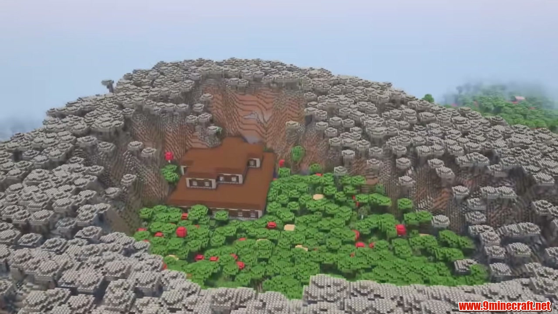 Mansion in Stony Mountain Bowl in Minecraft seed 6942696586691062