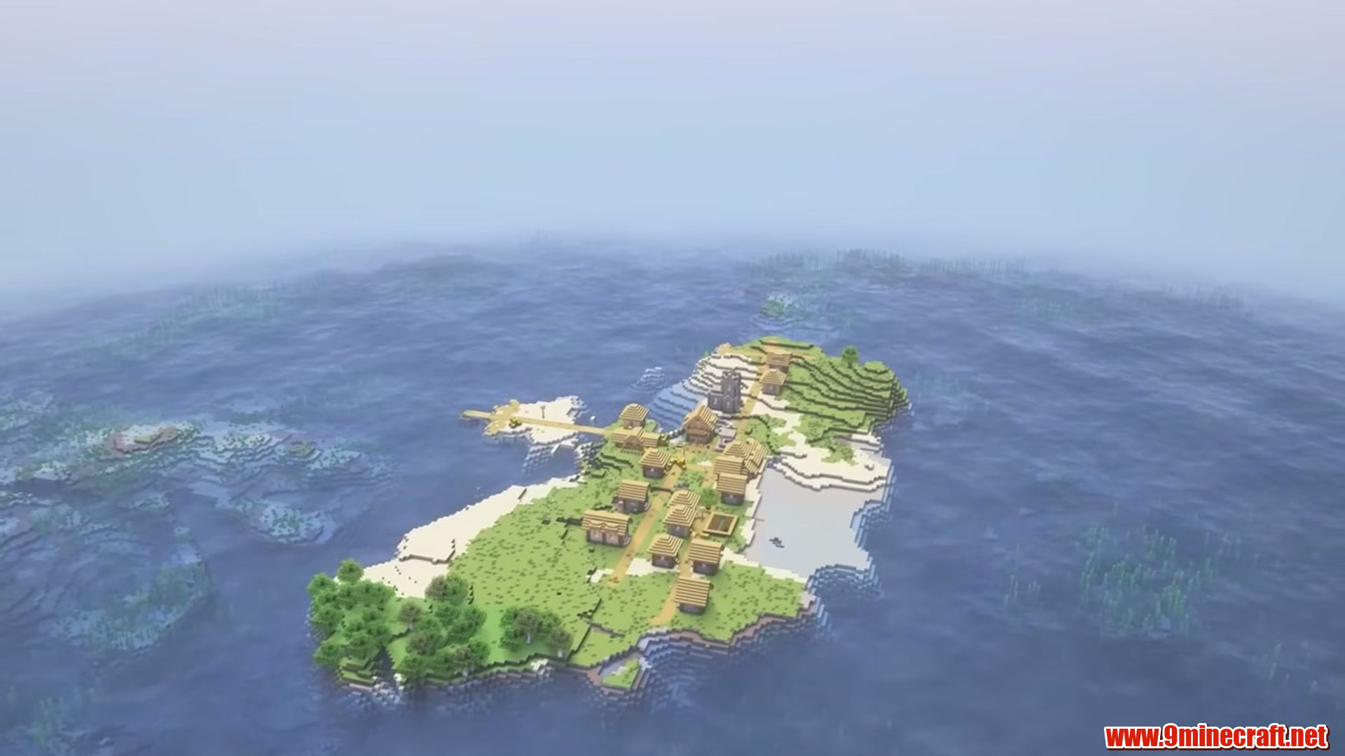 Coral Sea Island Village in Minecraft seed 6942694327197190989