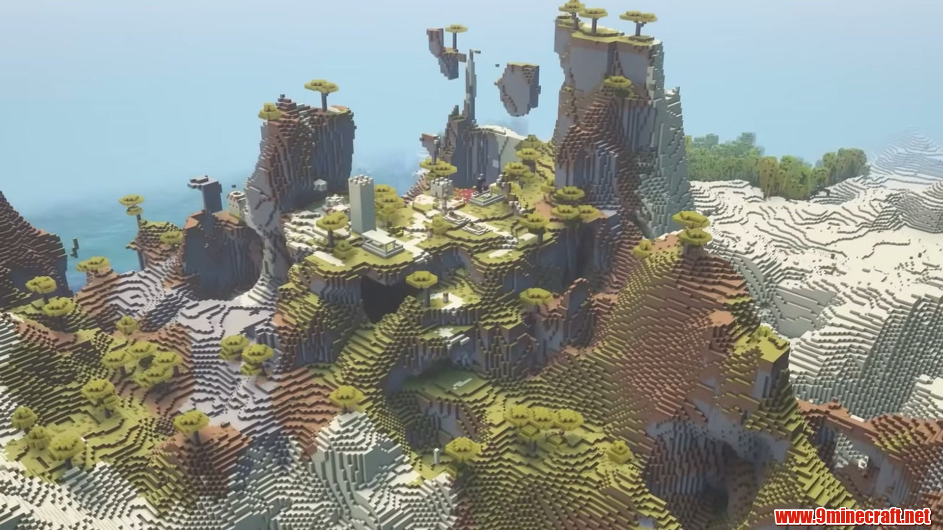 Floating Savanna Monoliths in Minecraft seed 694269463363272479