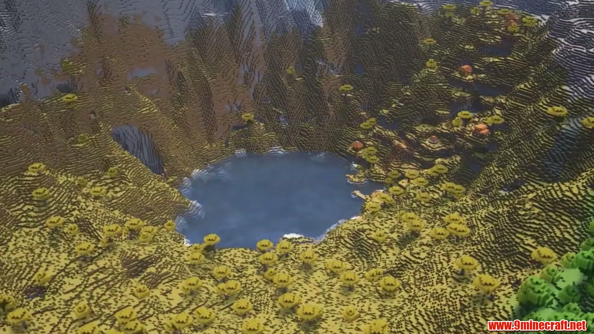 Savanna Mountain Lake in Minecraft seed 6944173158031856