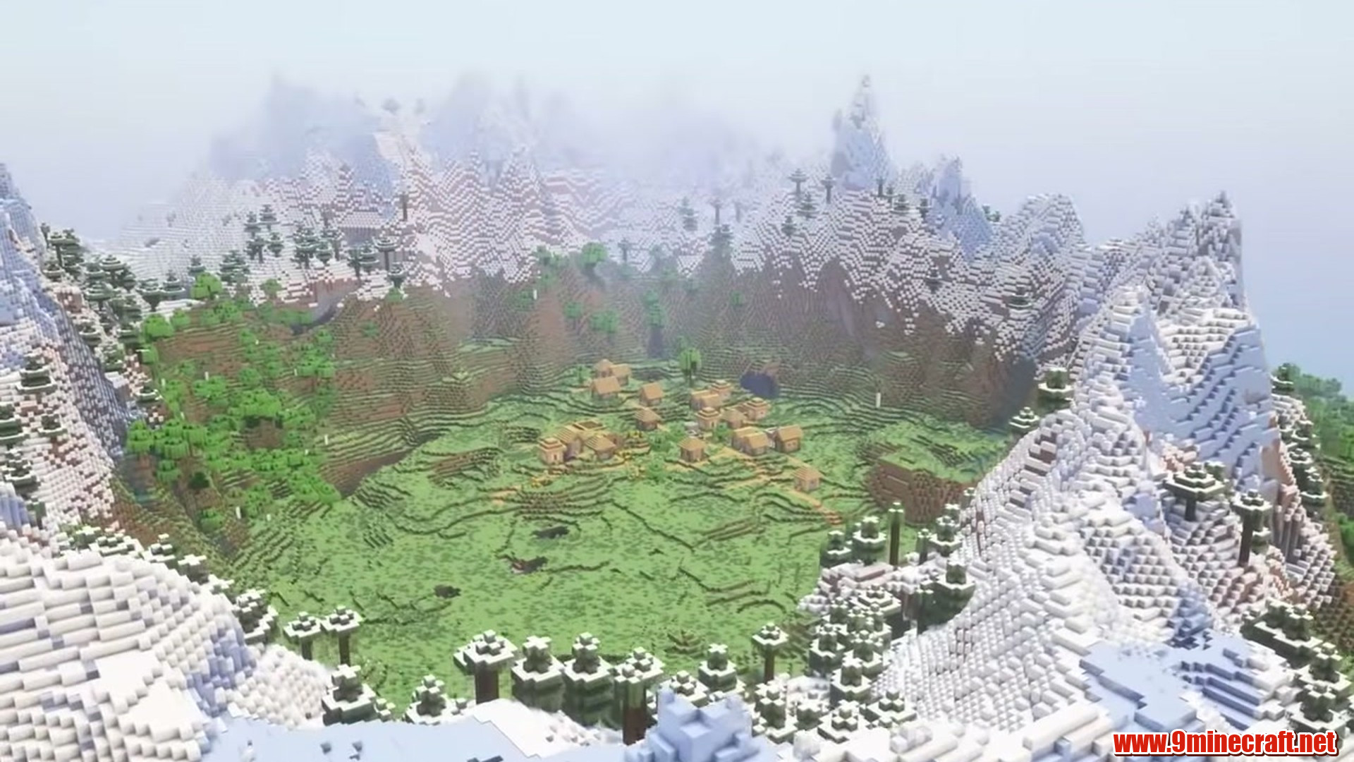 Village in Snowy Crater in Minecraft seed 6944230216482895