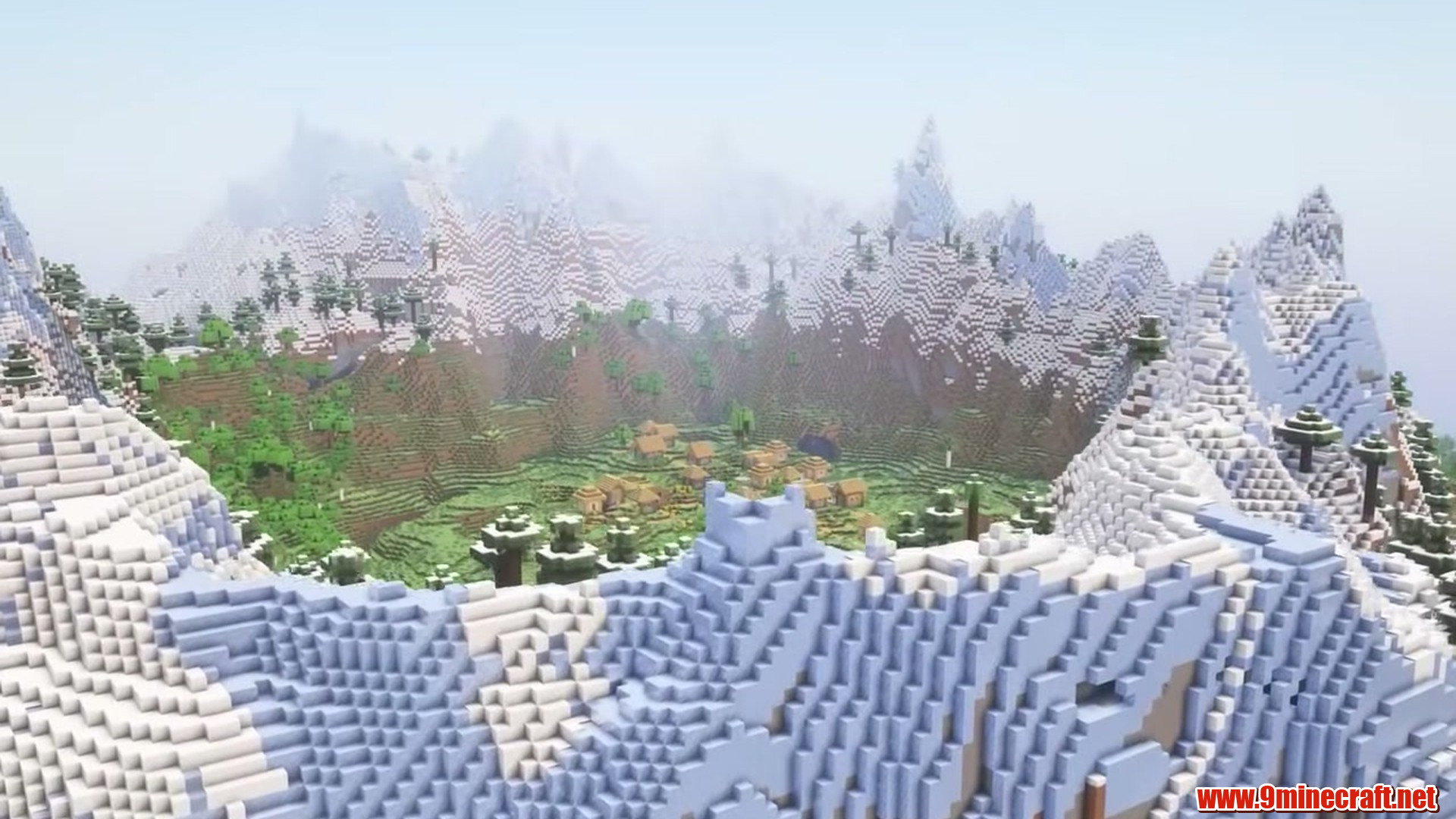 Second landscape view of Village in Snowy Crater