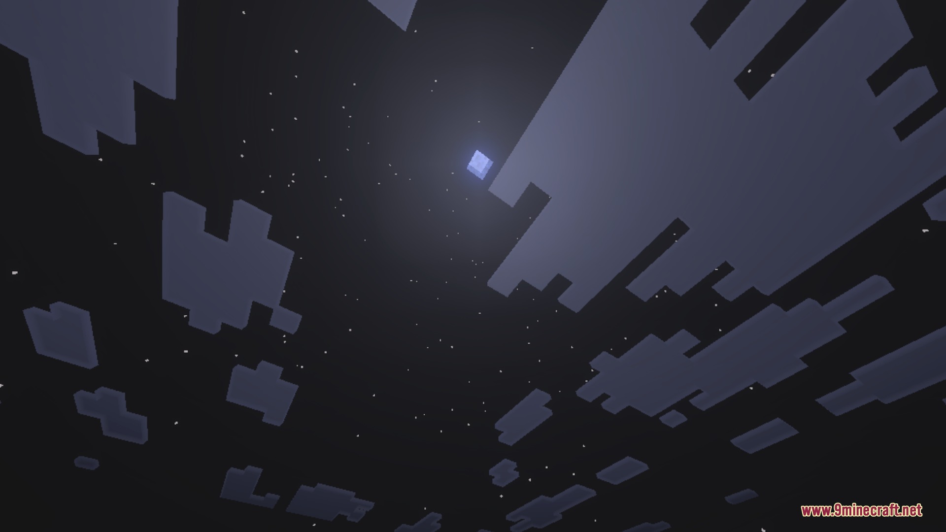 Better 3D Armors Shader Screenshot 4 A low angle view of blocky clouds and stars in the sky