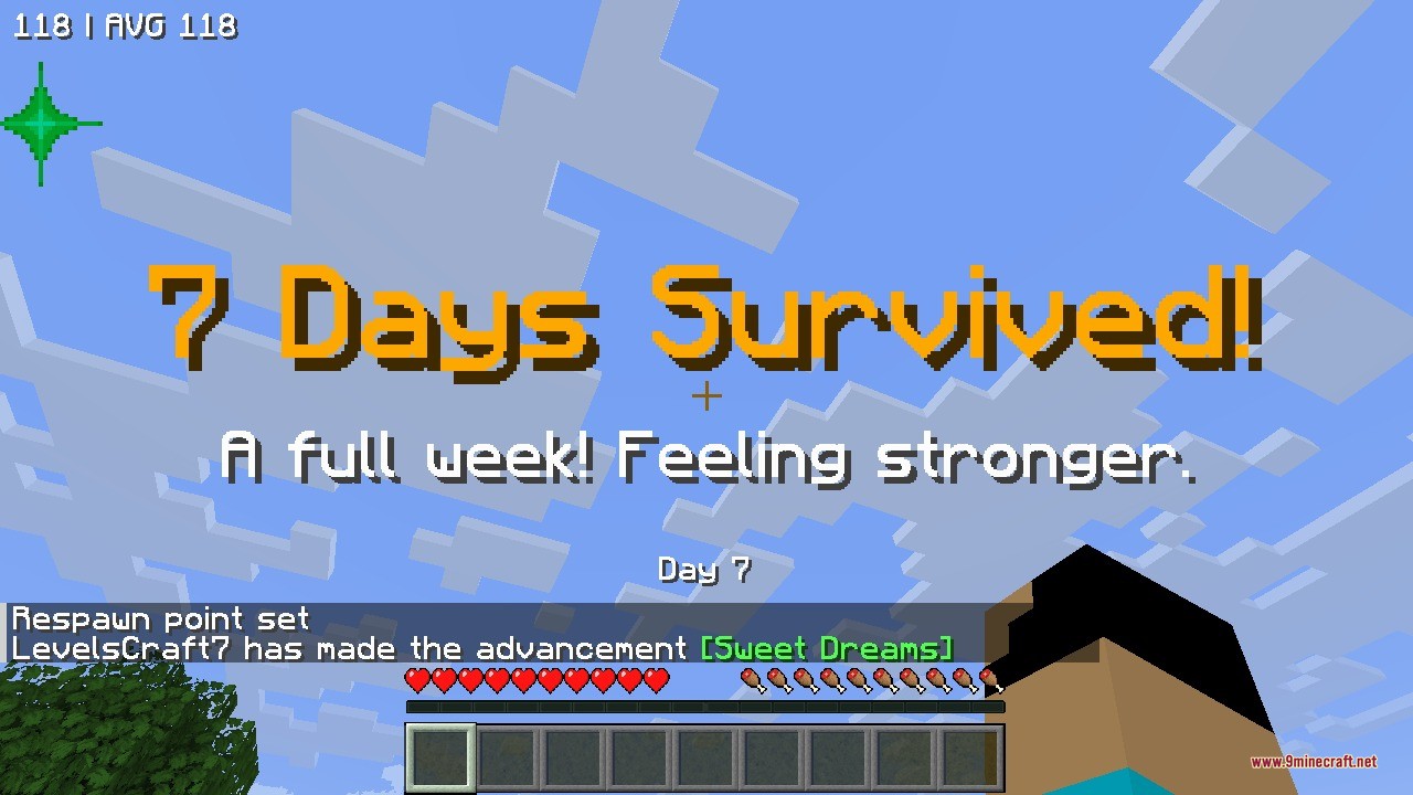 Better Days Display Data Pack Screenshot 4 The Better Days Display Data Pack shows a milestone for seven days survived