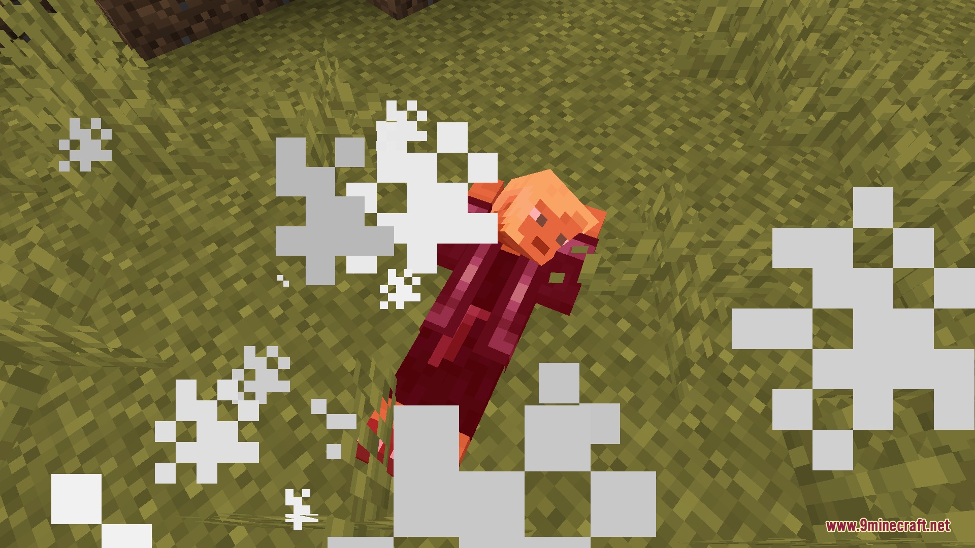 Better Expressions Resource Pack Screenshot 4 Character lying on the ground with smoke particles and fluid body animations