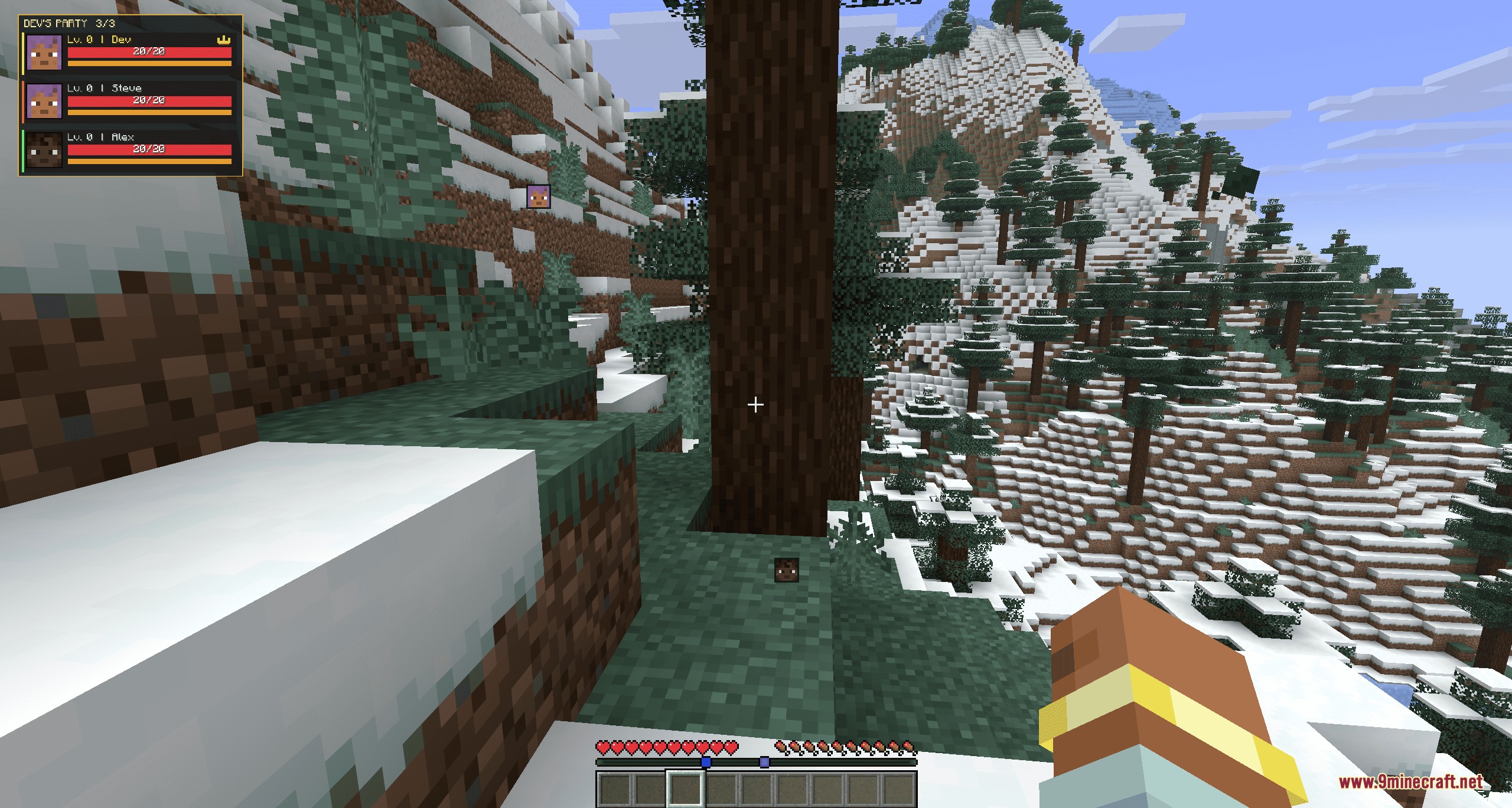 Better Party Mod Screenshot 4 Player head icons indicate teammate positions across a snowy mountain landscape