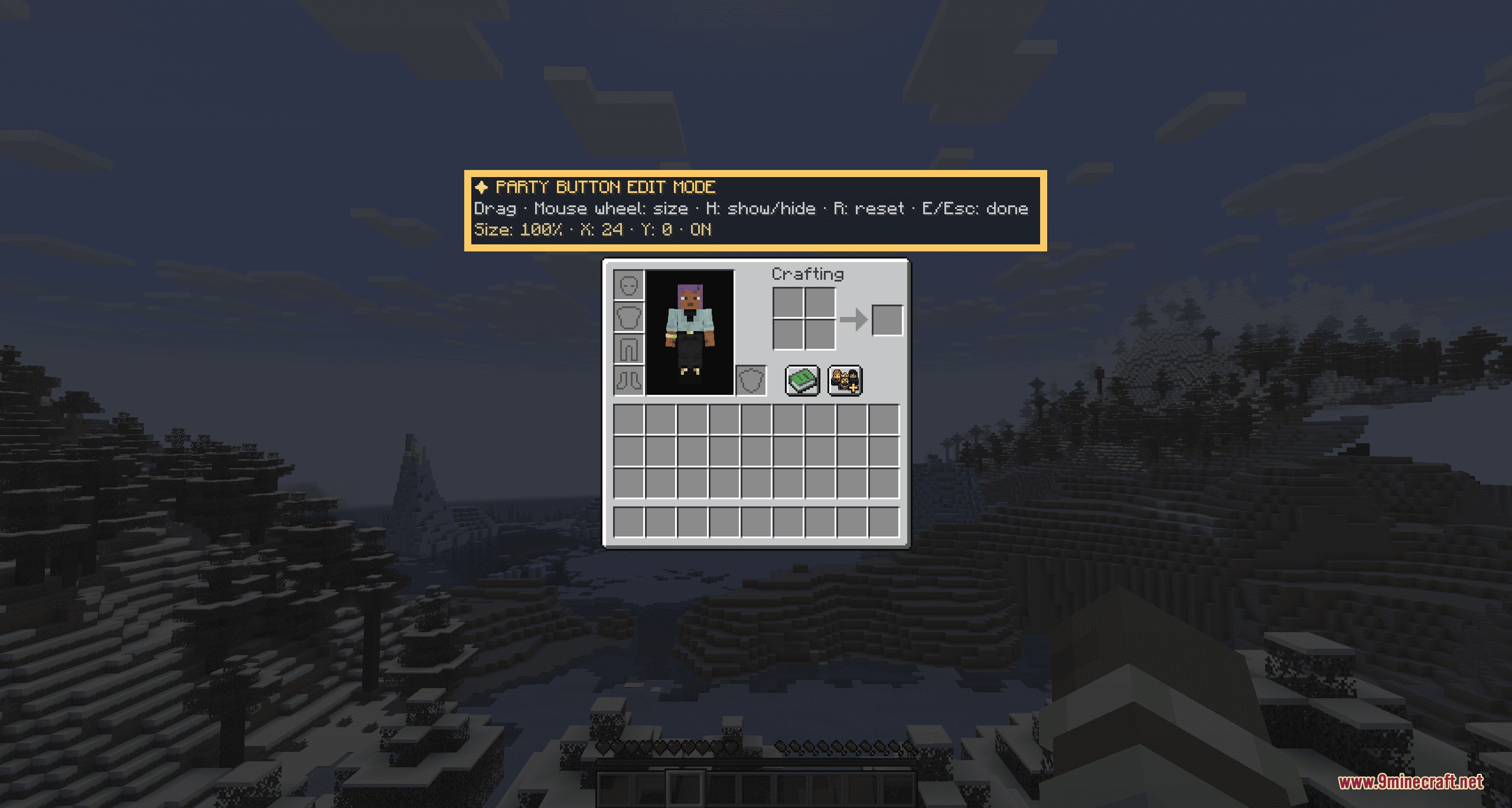 Better Party Mod Screenshot 8 Customizing the party button position on the Minecraft inventory screen