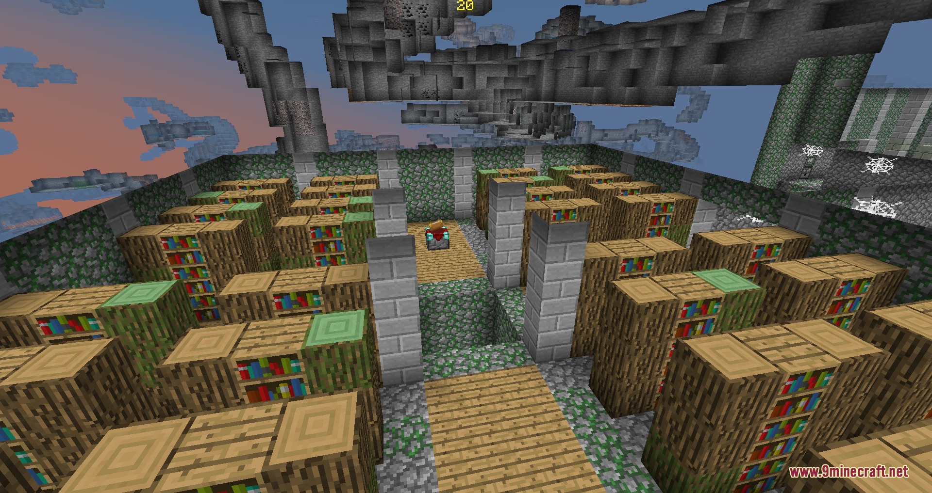Better with Enchanting Mod Screenshot 4 A lost library structure filled with bookshelves and a central enchantment table
