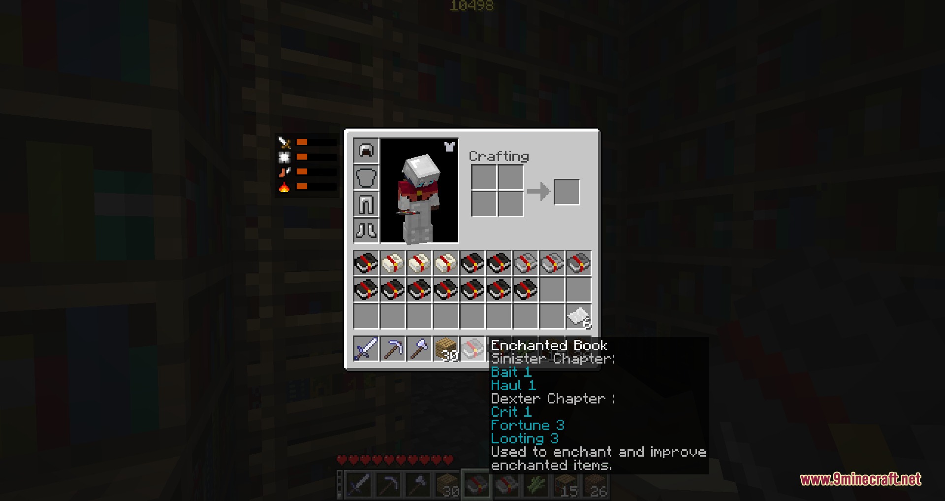Better with Enchanting Mod Screenshot 5 Player viewing an enchanted book with Sinister and Dexter chapter enchantments in inventory
