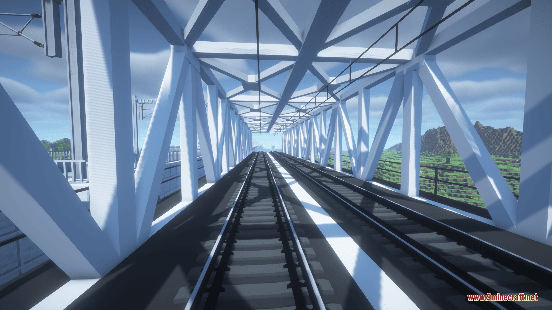 Bharat Rail Transit Resource Pack Screenshot 6 View of two railway tracks inside a white metal truss bridge structure
