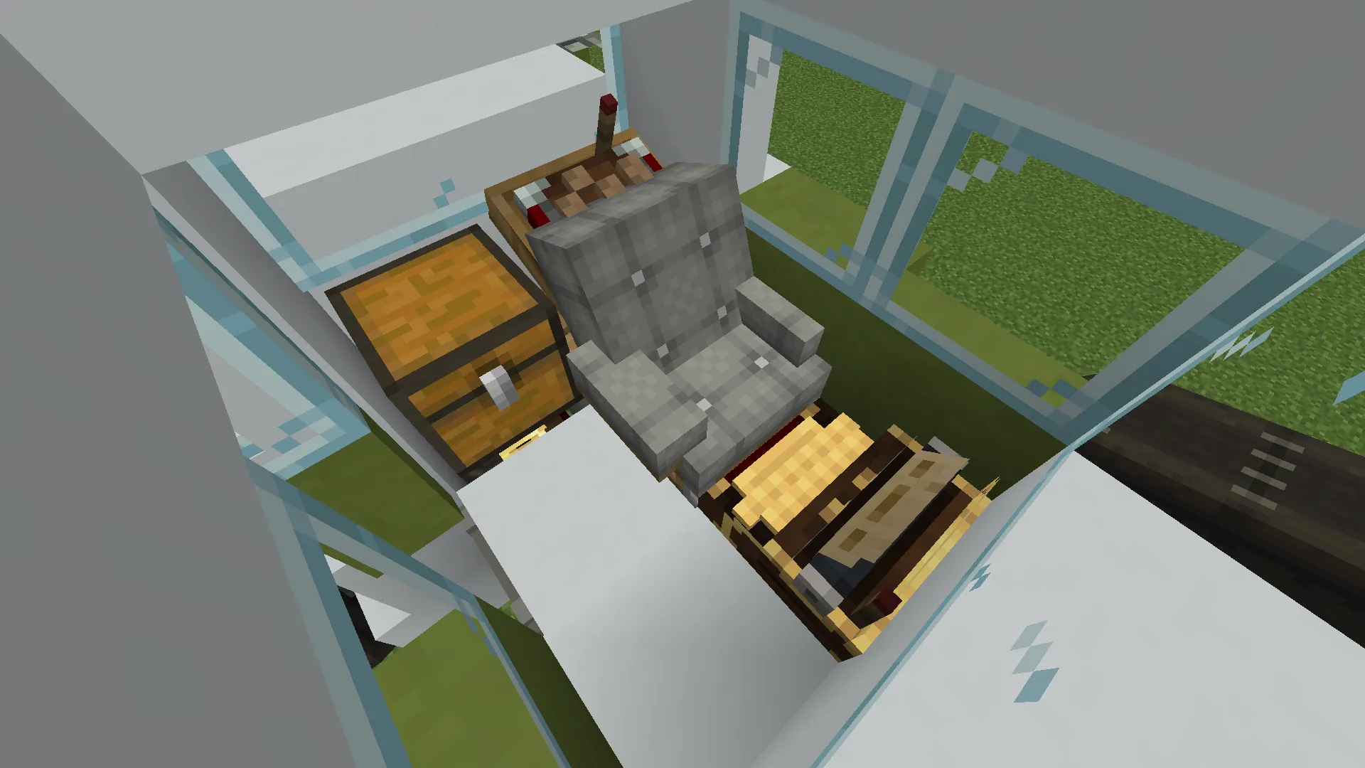 The detailed interior of the construction vehicle cabin with a driver seat