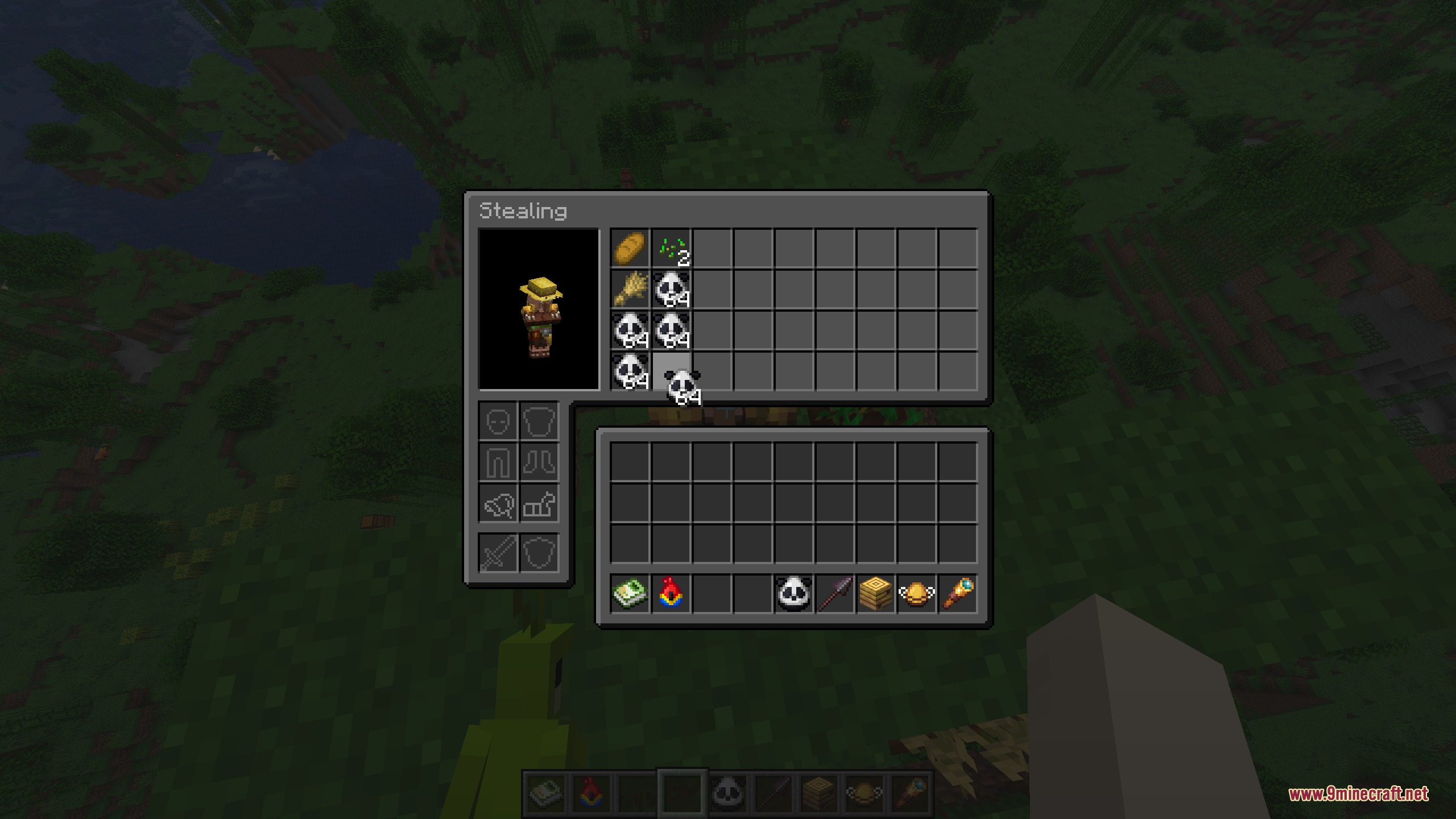 Biology Dictionary Mod Screenshot 6 Player accessing a villager inventory to view and take their items