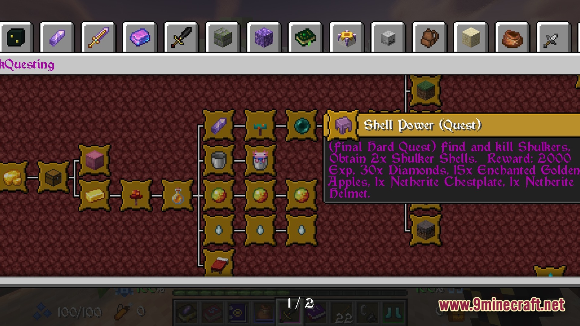 Biomes And Dungeons BAD RPG & Magic Modpack Screenshot 5 A quest menu interface displaying the