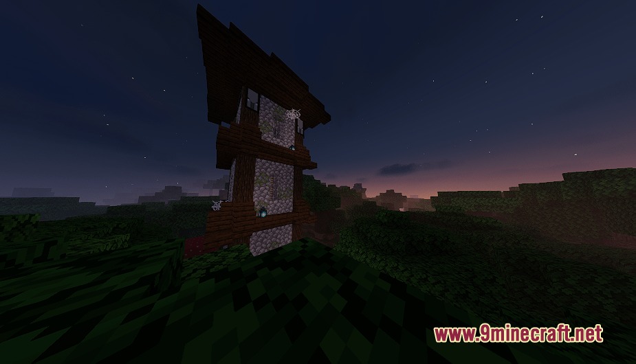 Biomesque Relics Mod Screenshot 2 A tall stone watchtower from the Biomesque Relics Mod at night