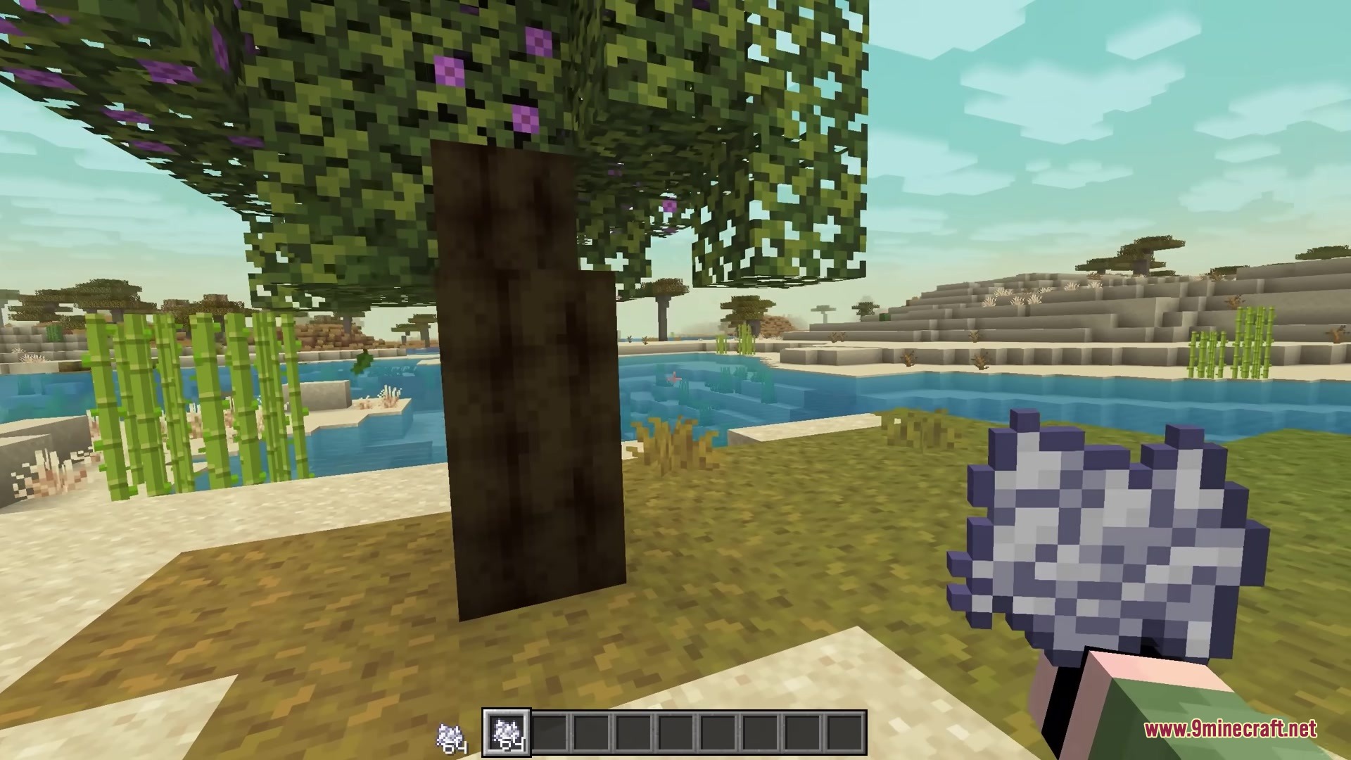 Bits and Balance Mod Screenshot 2 Player holding bone meal next to azalea wood in Bits and Balance Mod