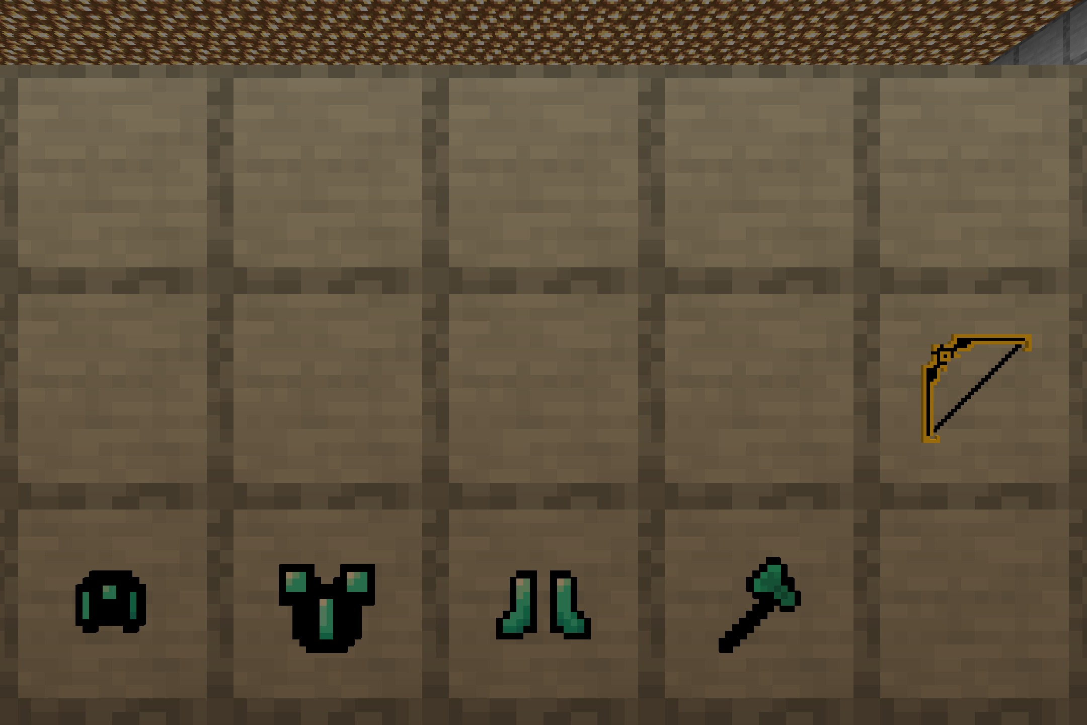 Black Flash PvP Pack Resource Pack Screenshot 4 Dark teal armor pieces with an axe and a bow in the inventory