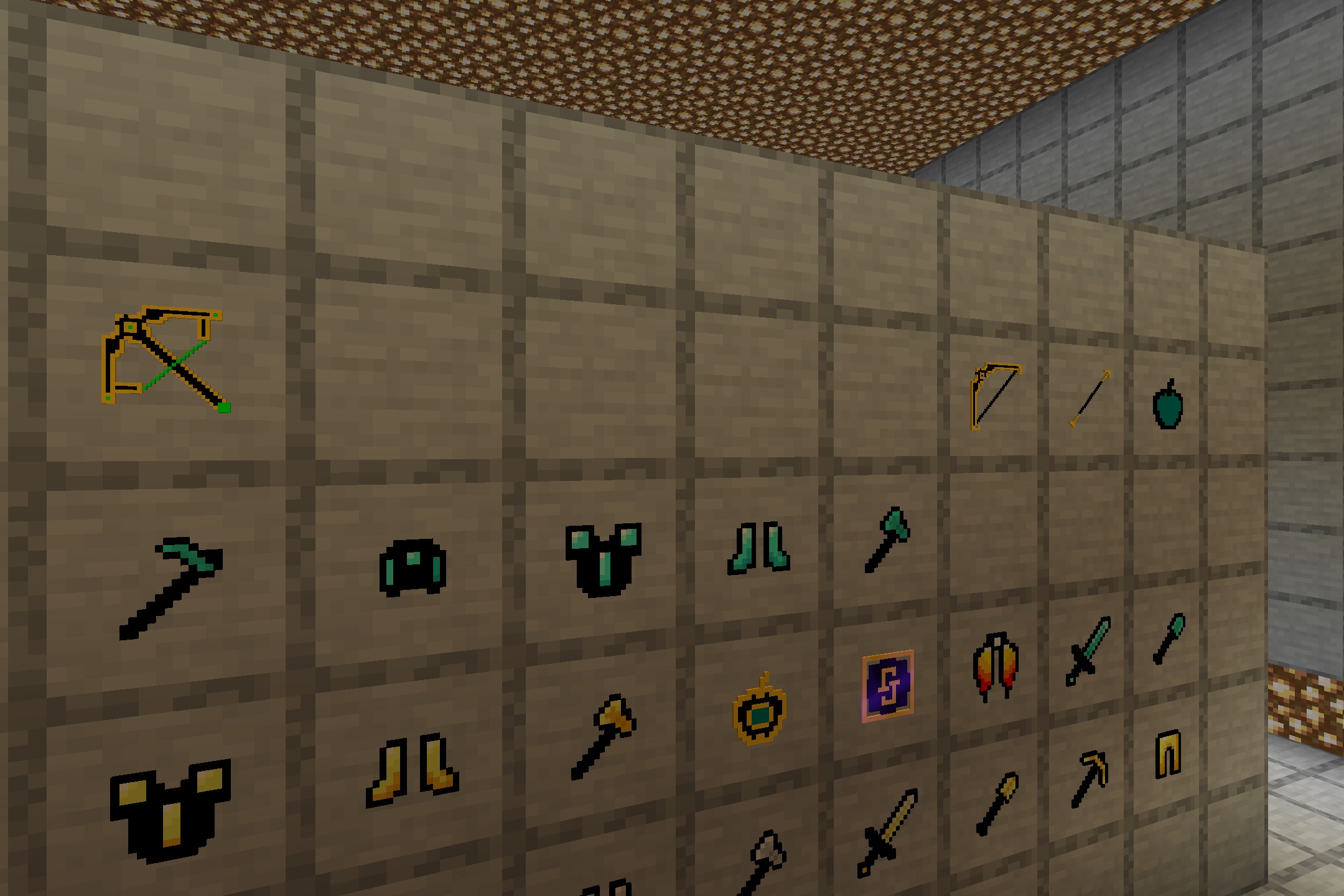 Black Flash PvP Pack Resource Pack Screenshot 6 Redesigned combat gear and a black golden apple shown in item frames