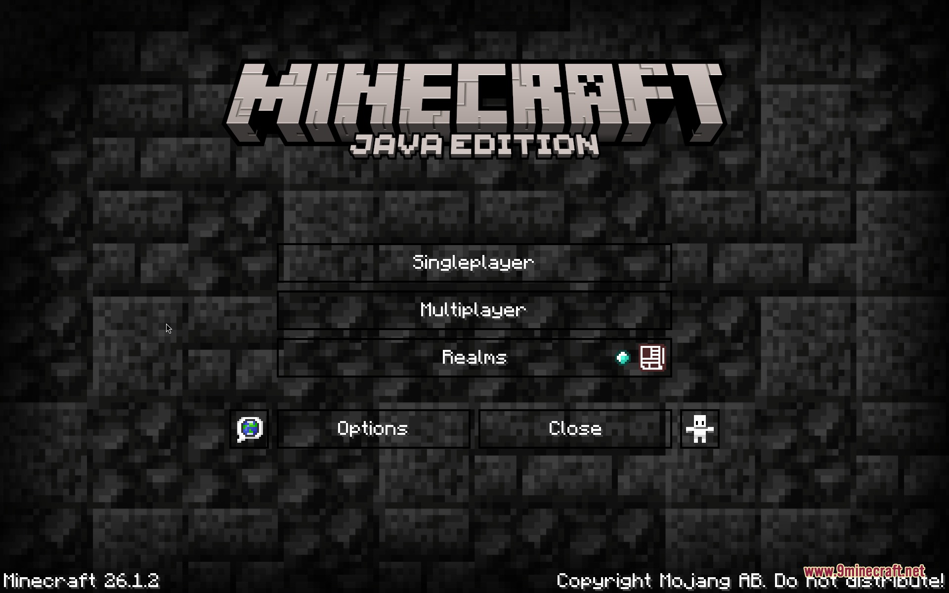 Blackium Resource Pack Screenshot 2 The Minecraft main menu features a dark stone background with custom interface buttons