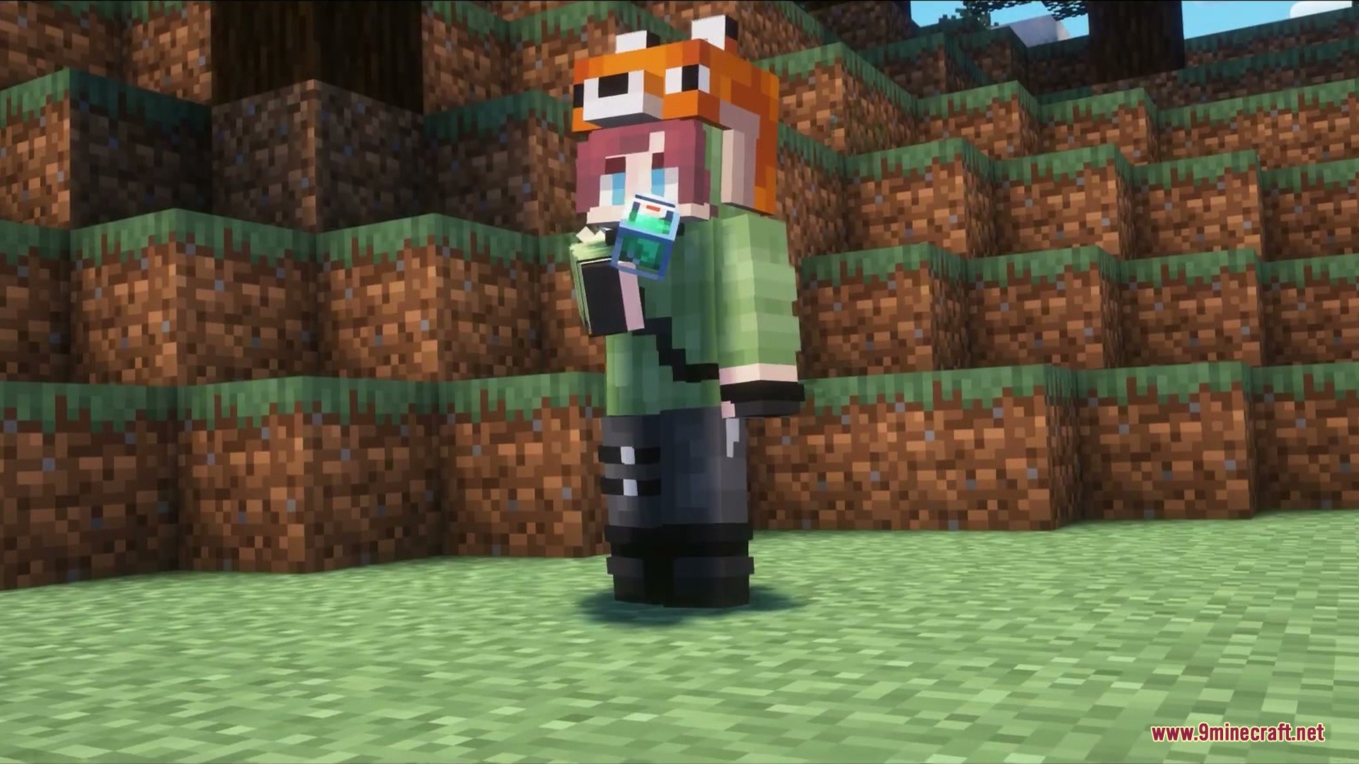 Blight Spark Visuals Mod Screenshot 1 A Minecraft character holding a potion bottle with a glowing visual aura