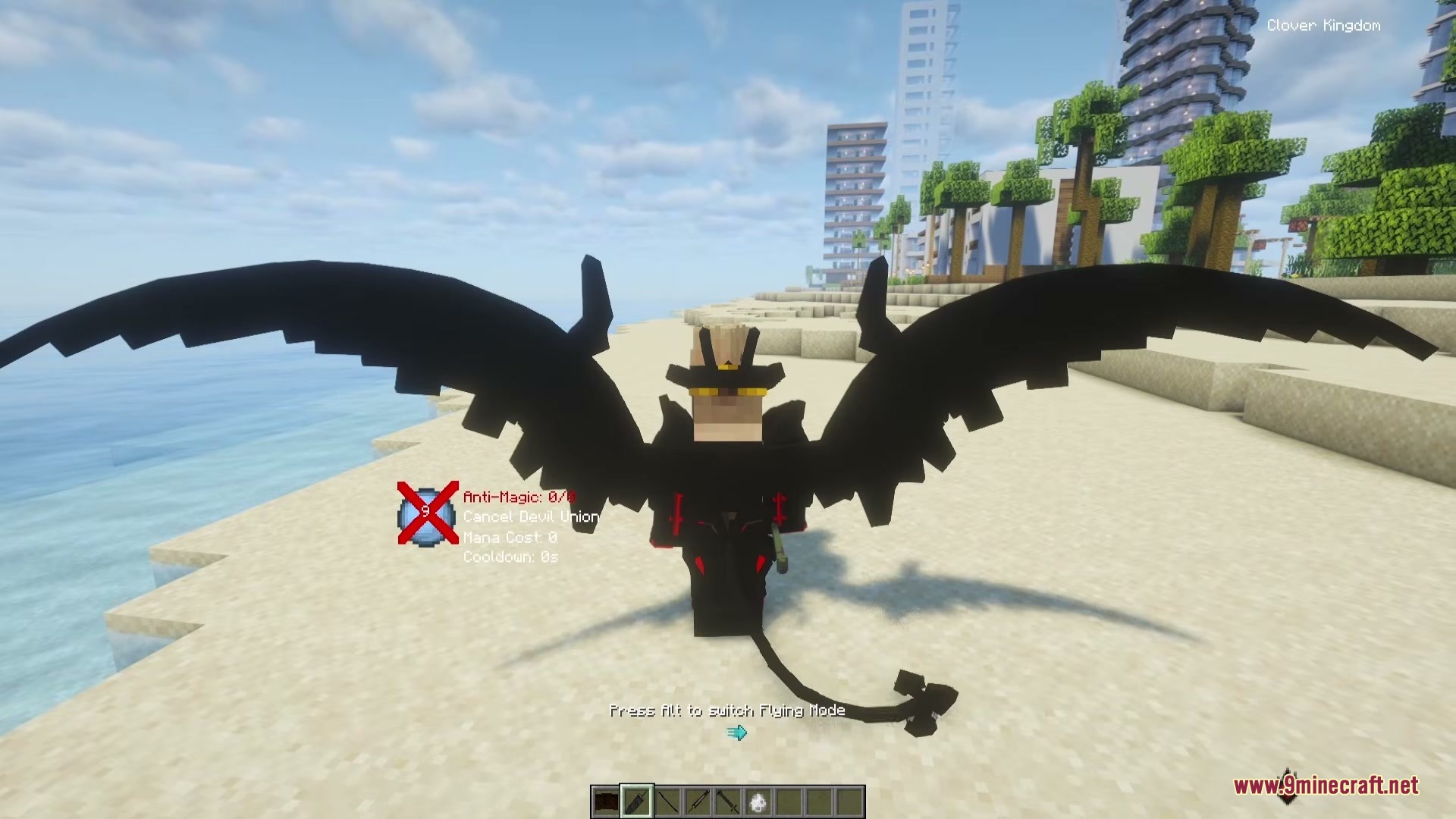 Block Clover Black Clover Mod Screenshot 4 Back view of a player character with large black wings and a tail