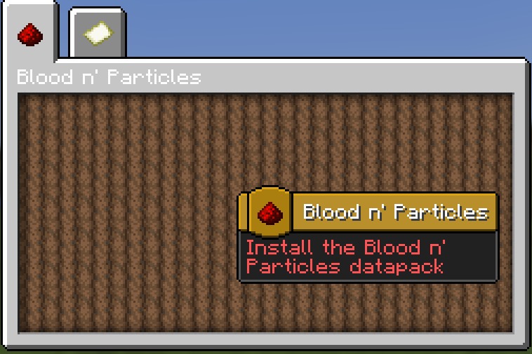Blood N' Particles Data Pack Screenshot 9 Minecraft advancement screen showing the Blood and Particles data pack installation menu