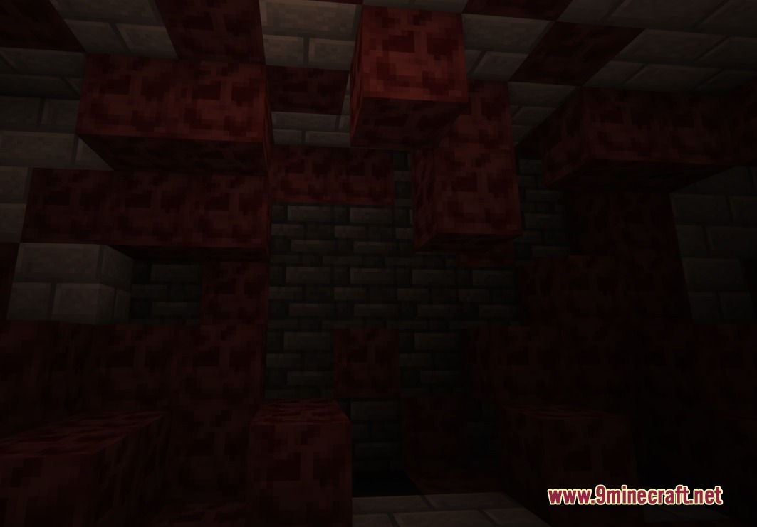 Bloodbathen Mod Screenshot 2 Interior view of the damage inside a wall broken by the creature